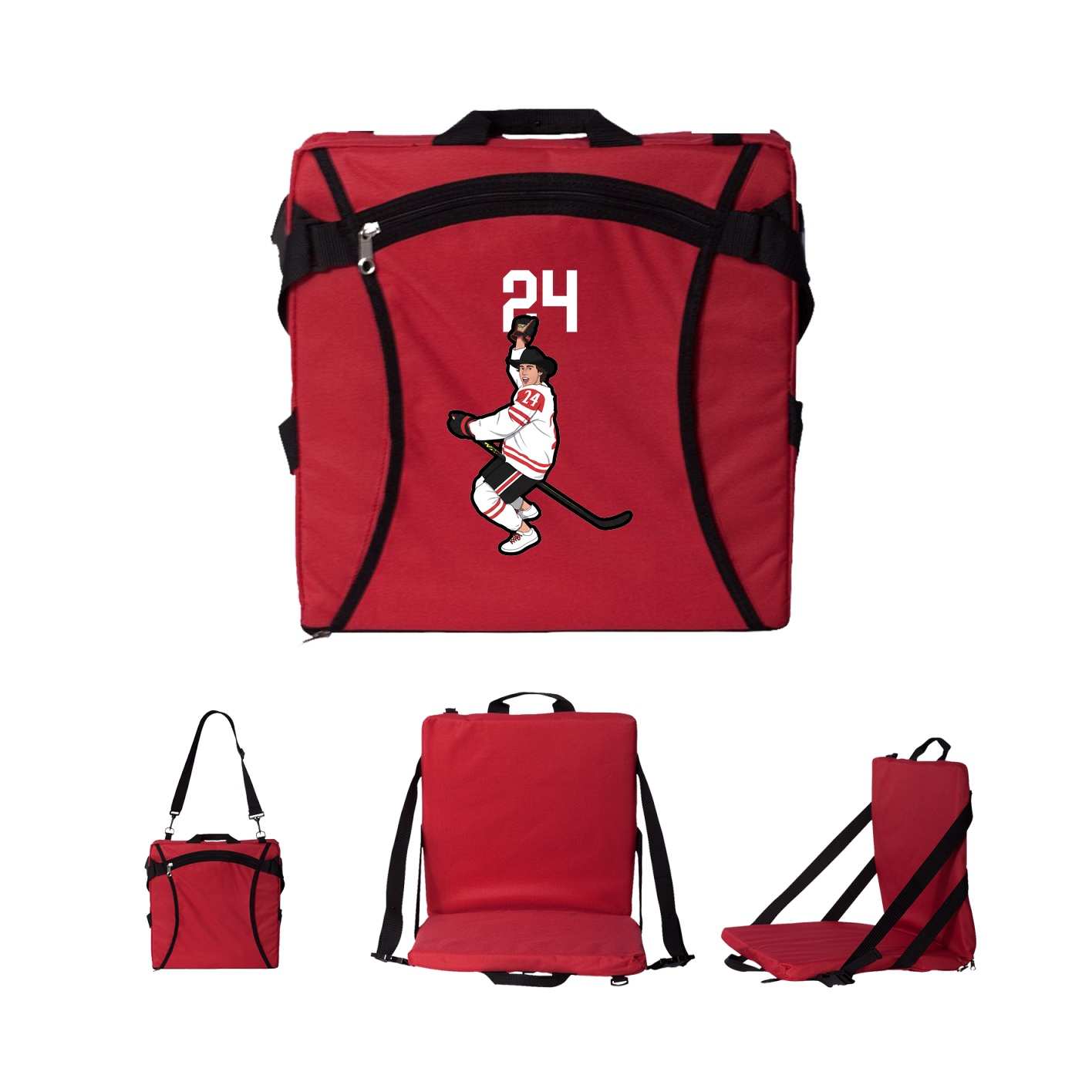Folding Stadium Seat — Number Top in Red