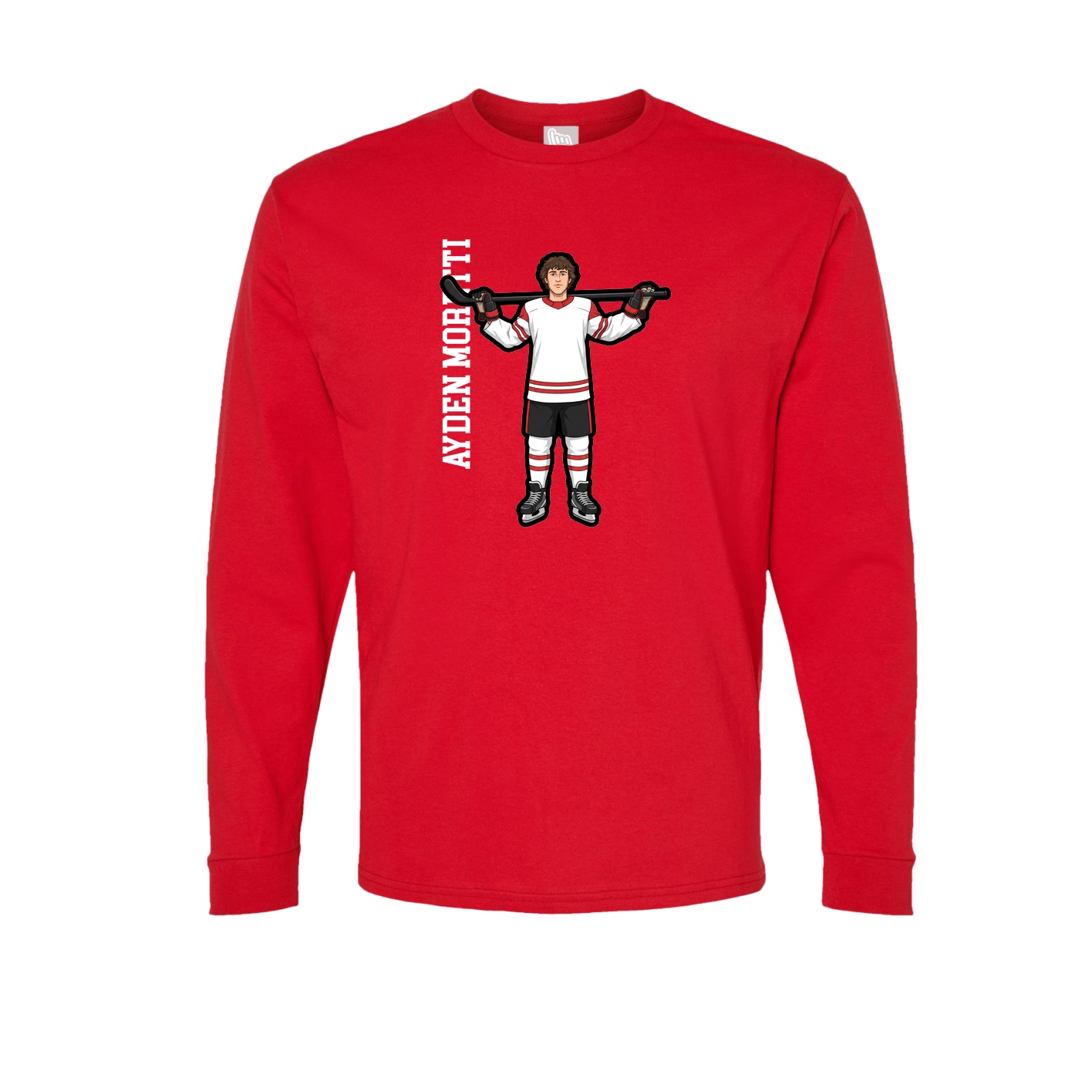 Long Sleeve Tee — Name Vertical in Red