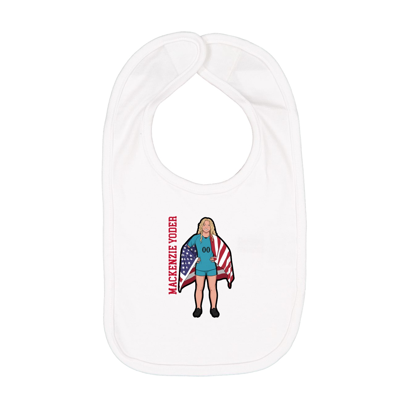 Infant Bib — Name Vertical in White