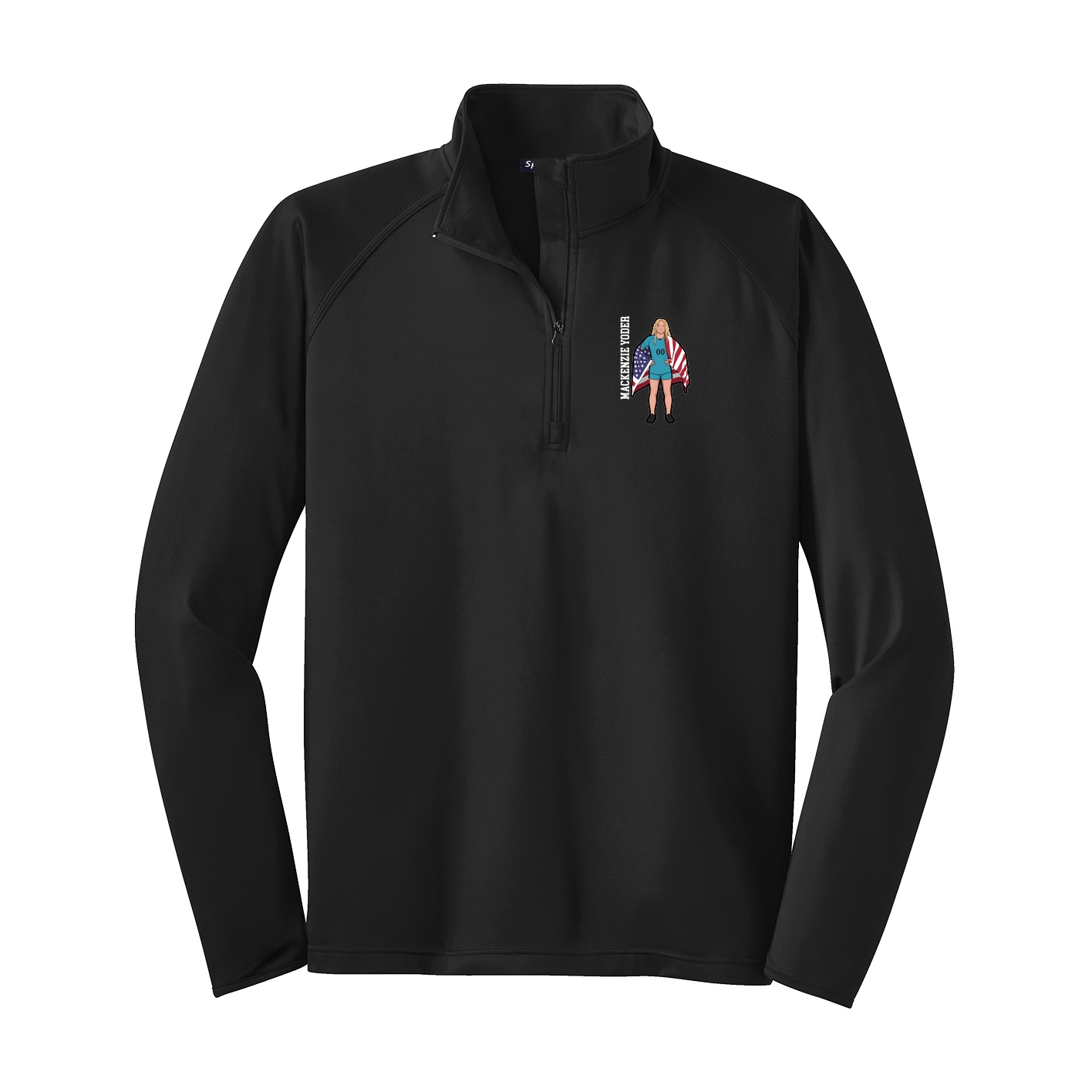 Q-Zip Pullover — Name Vertical in Black