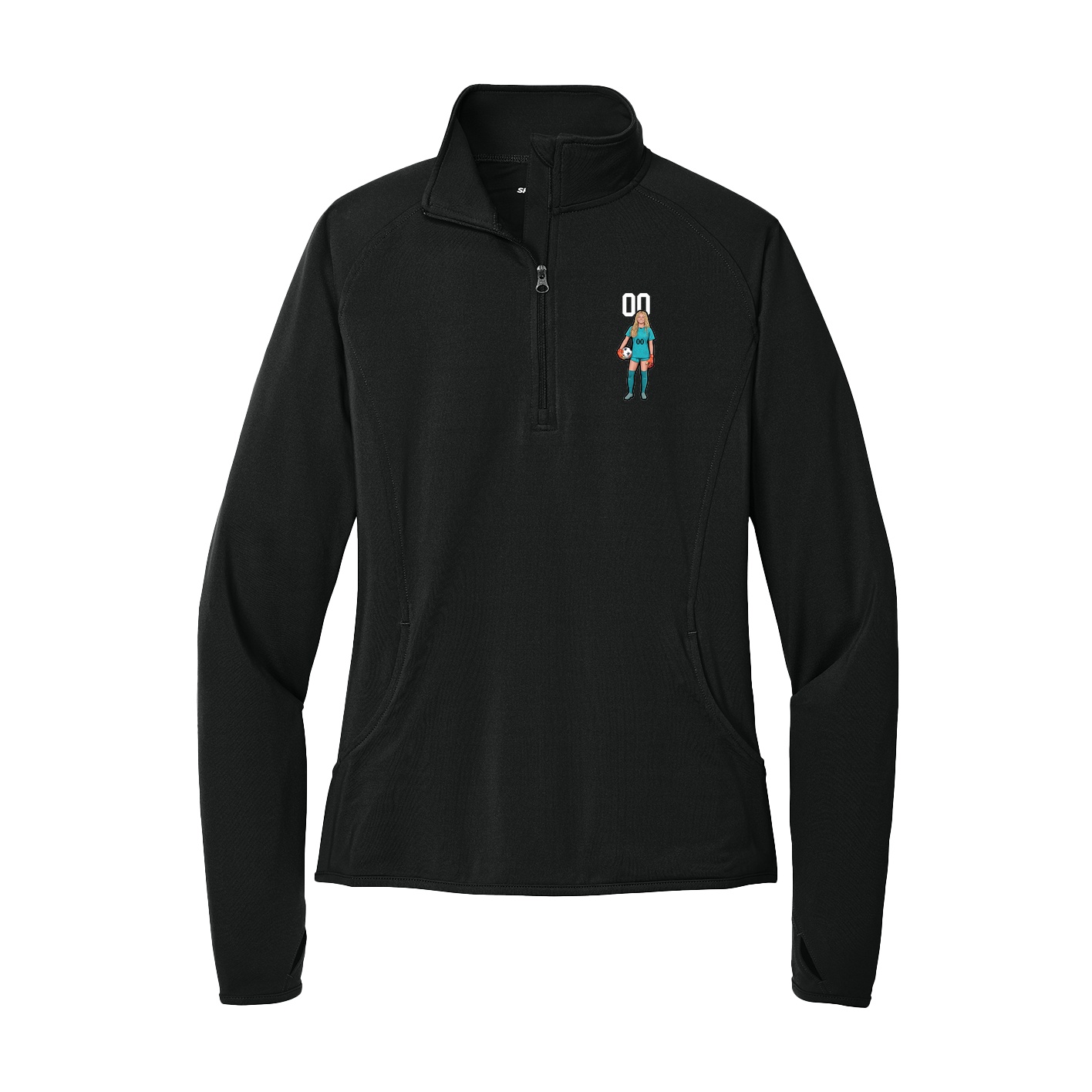 Women's Q-Zip Pullover — Number Top in Black