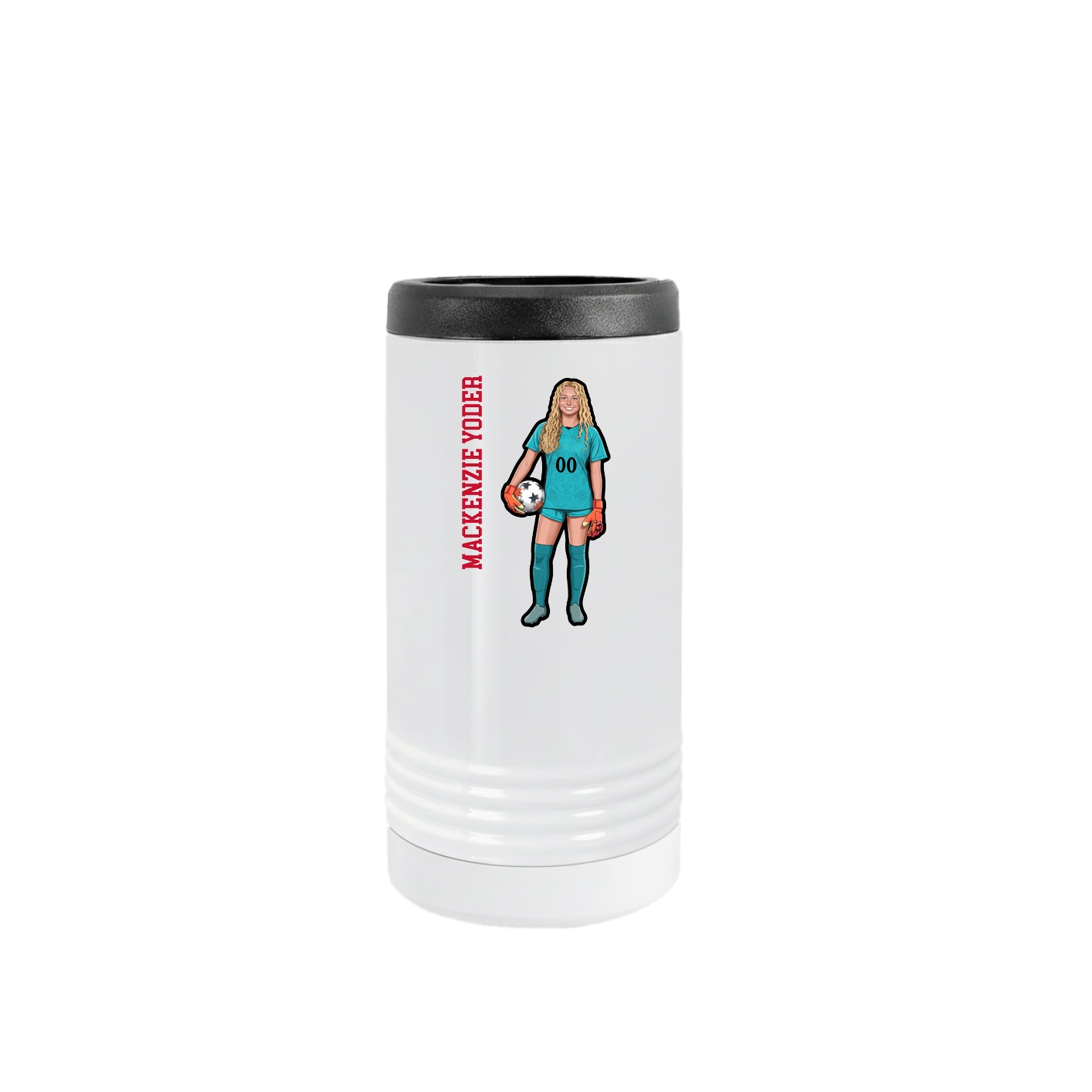 Slim Beverage Holder — Name Vertical in White