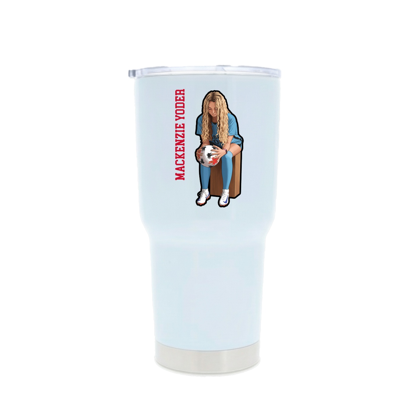 30oz Stainless Steel Tumbler — Name Vertical in White