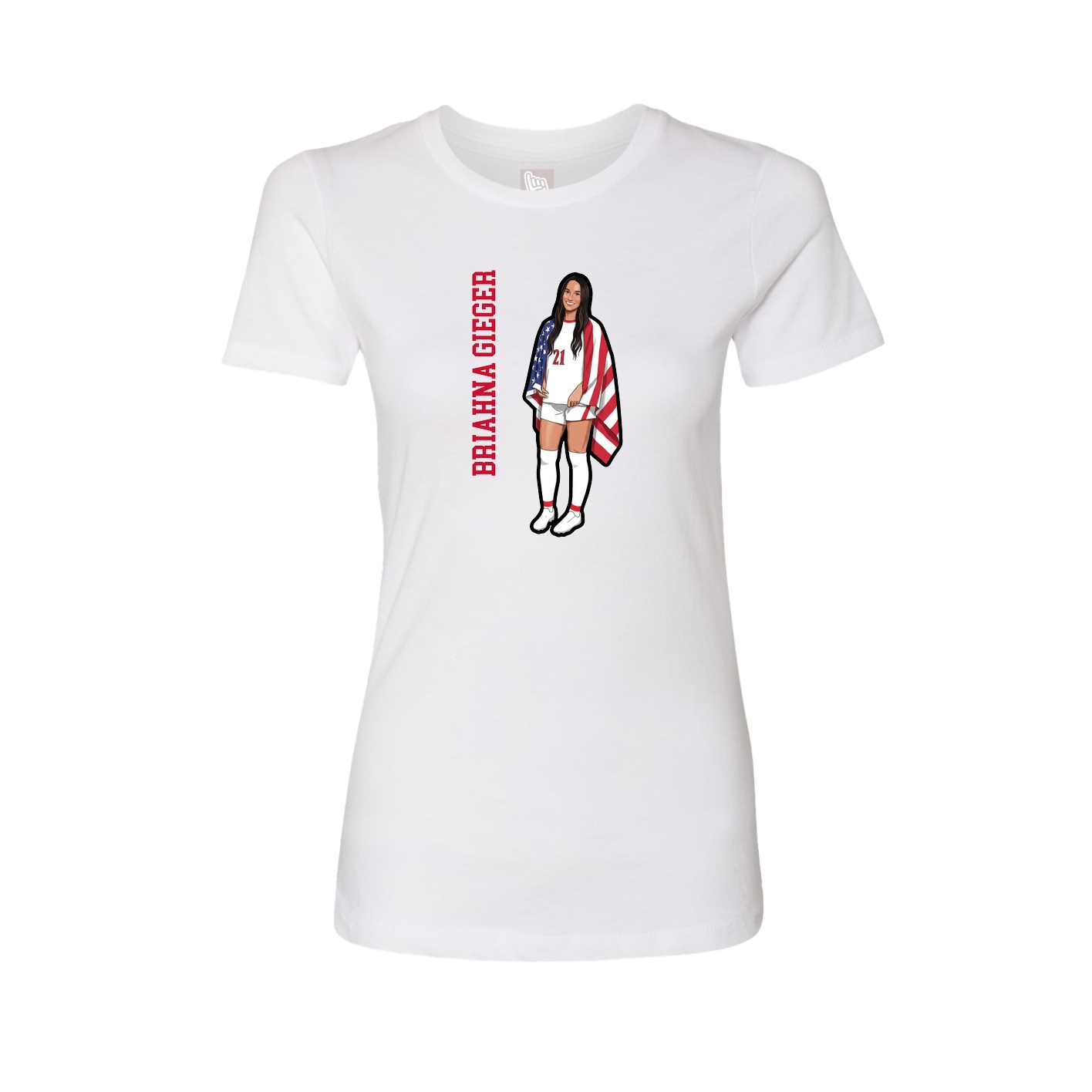 Fitted Women's Tee — Name Vertical in White