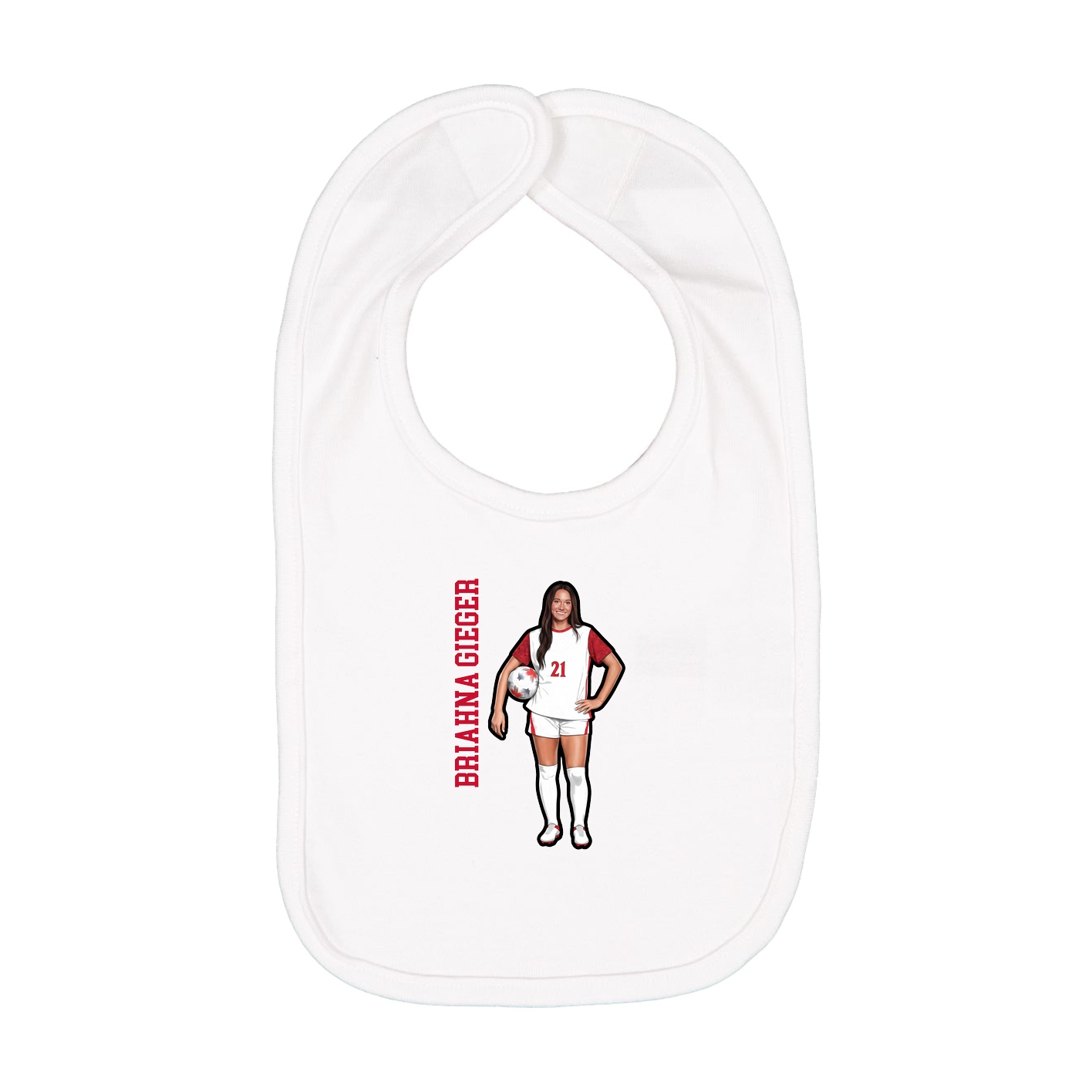 Infant Bib — Name Vertical in White