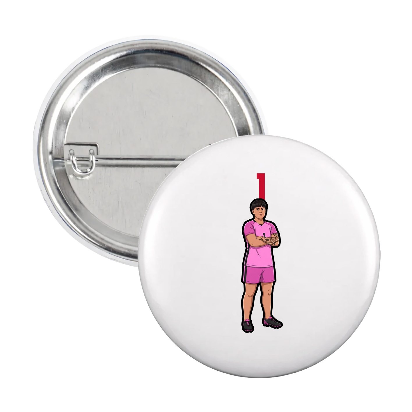 Game Day Button — Number Top in White