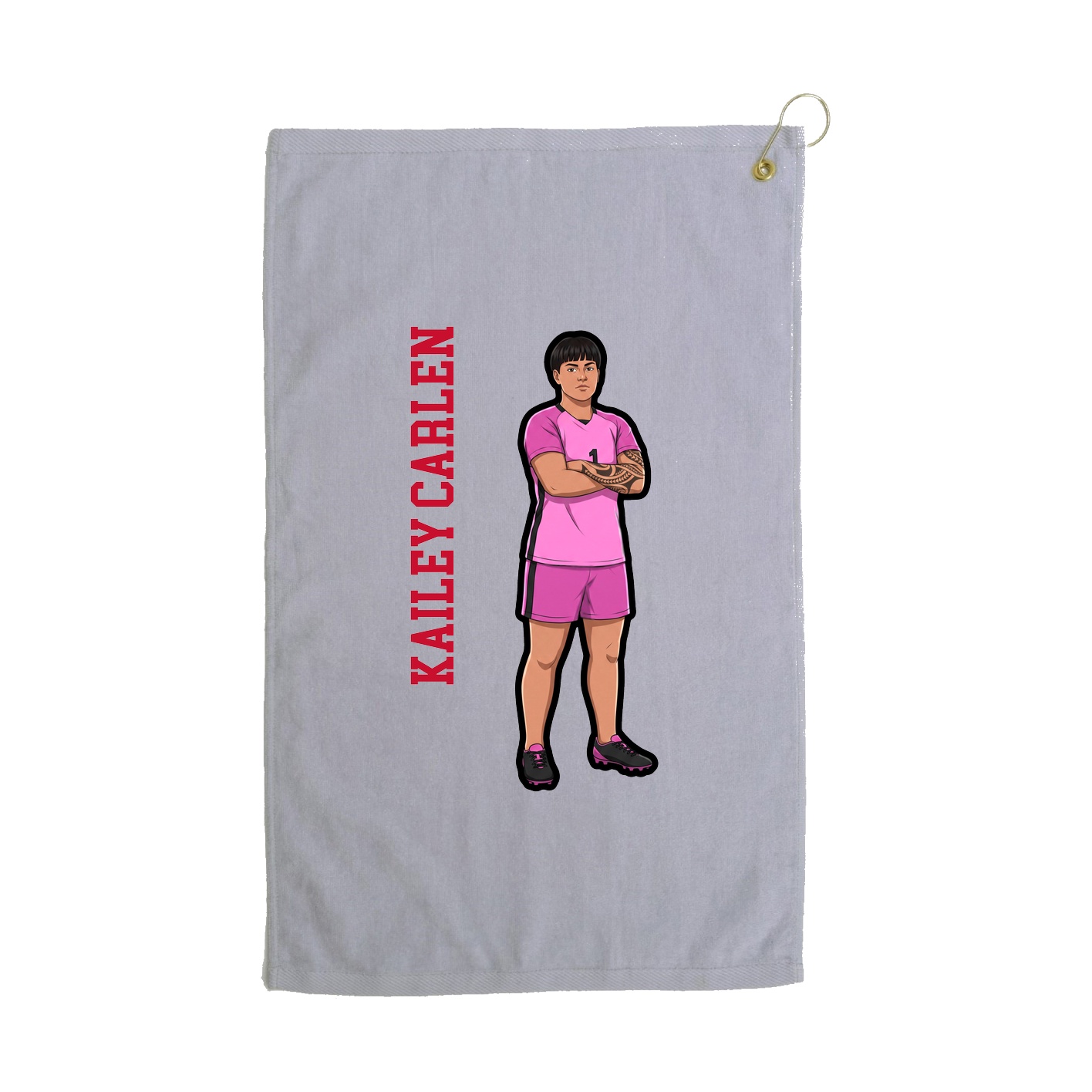 Golf Towel — Name Vertical in Grey