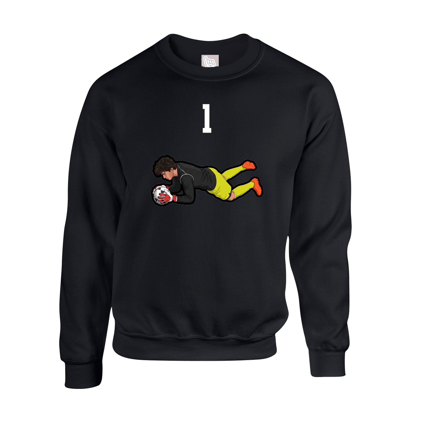 Fleece Crew — Number Top in Black