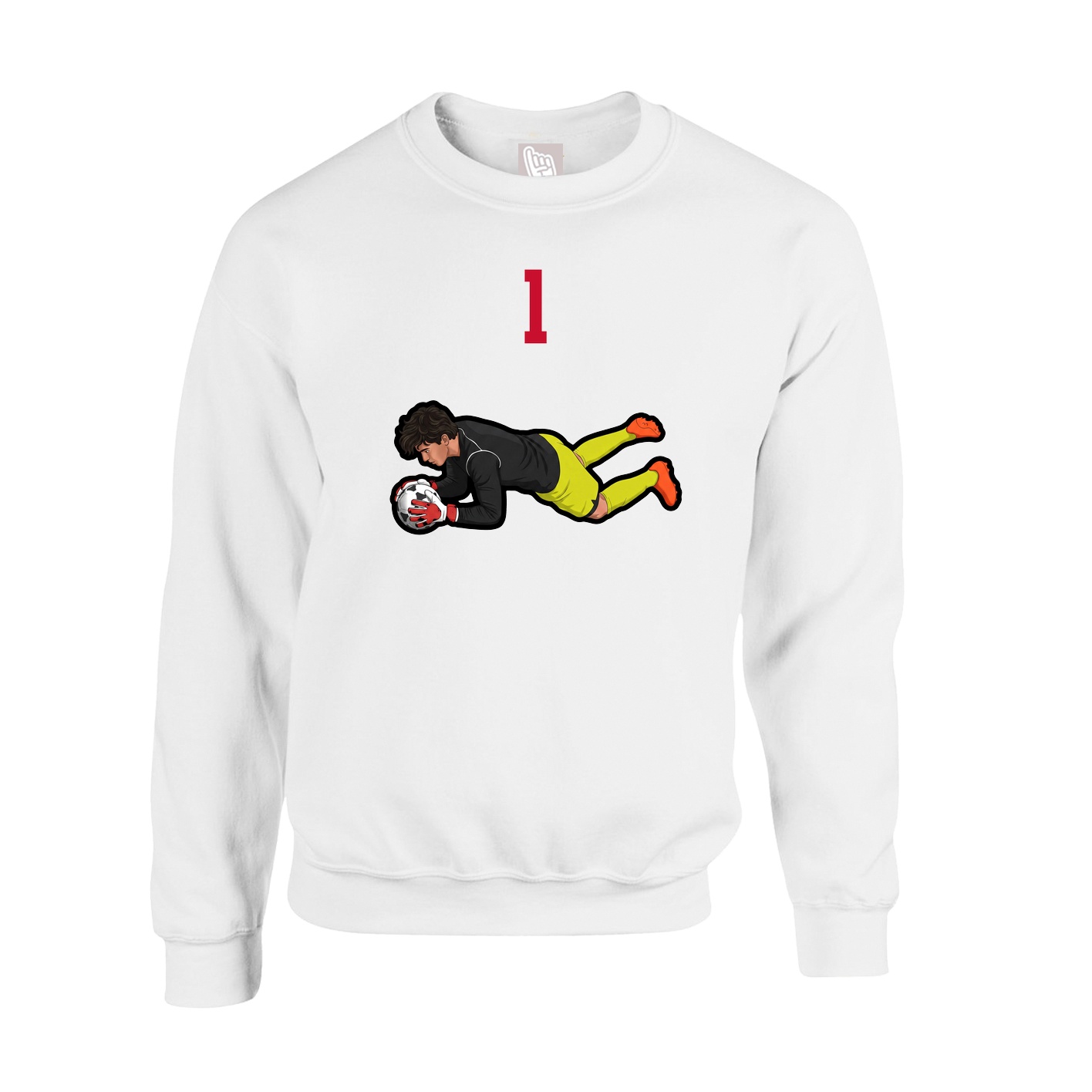 Fleece Crew — Number Top in White