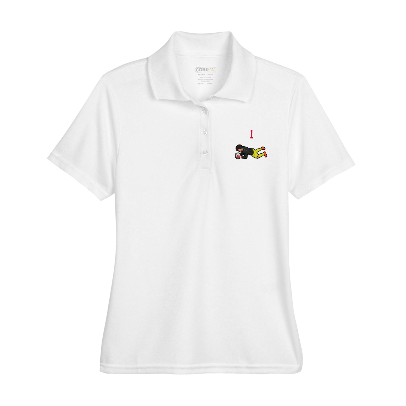 Womens Performance Polo — Number Top in White