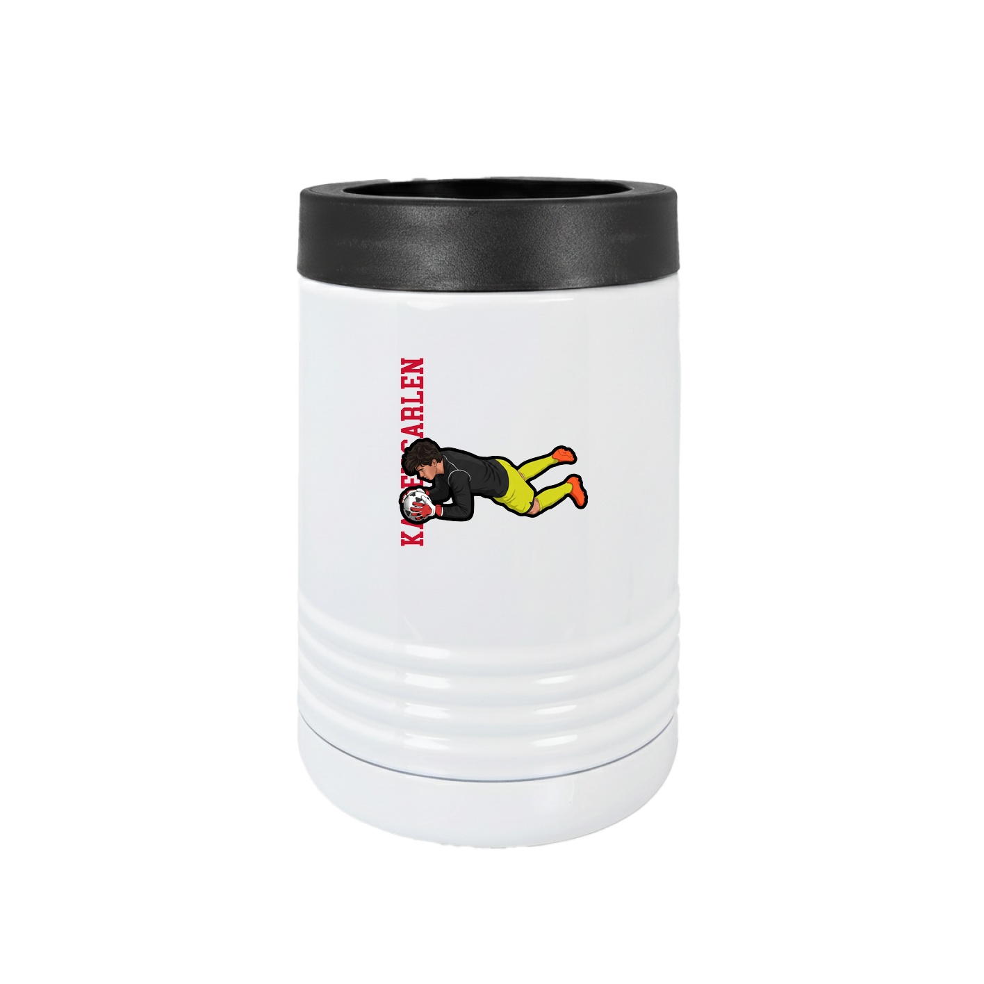 Beverage Holder — Name Vertical in White