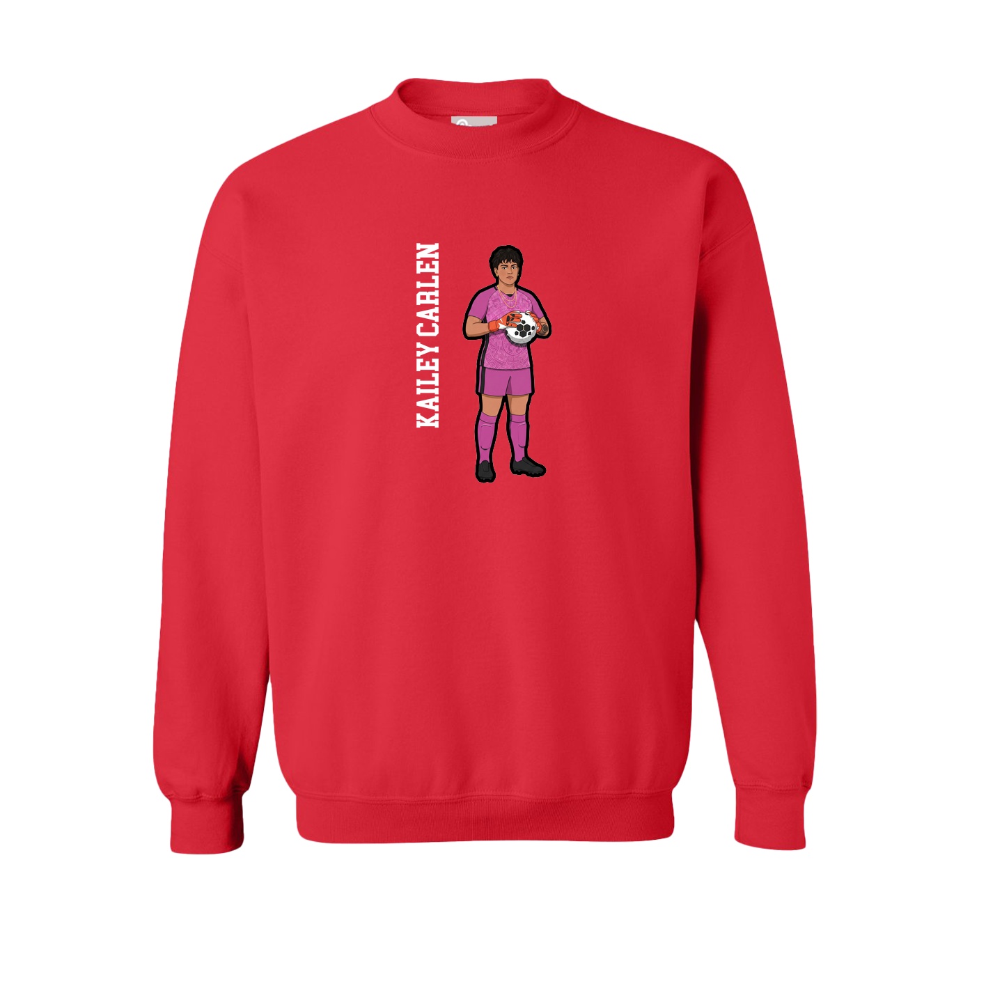 Fleece Crew — Name Vertical in Red