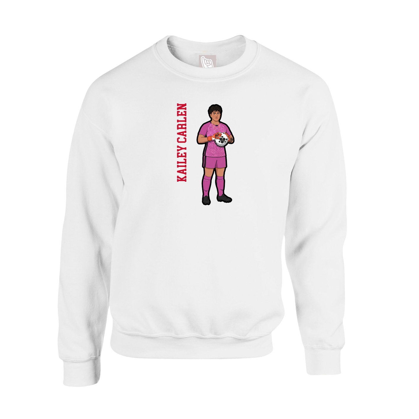 Fleece Crew — Name Vertical in White