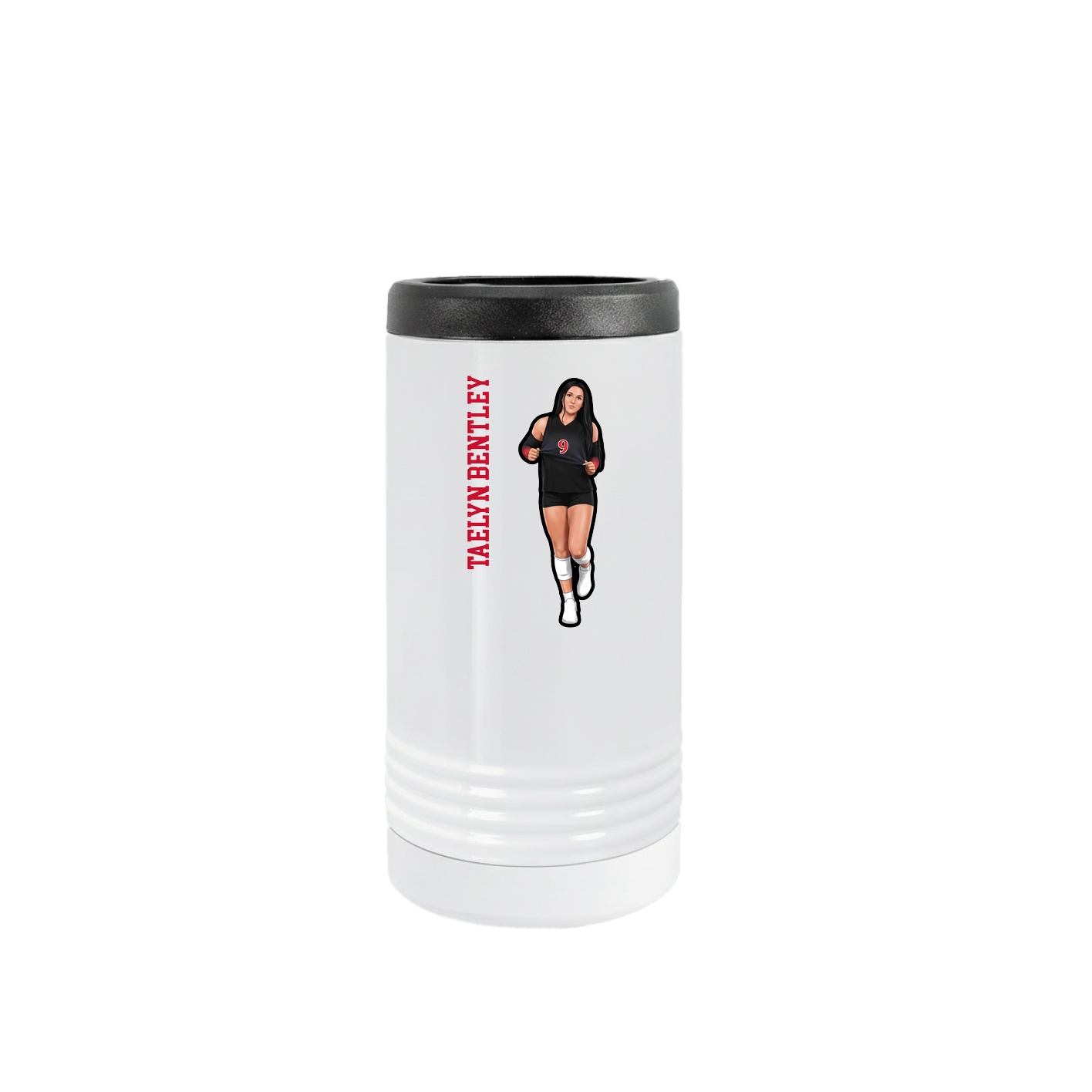 Slim Beverage Holder — Name Vertical in White