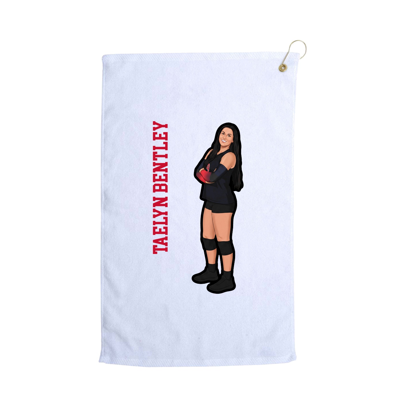 Golf Towel — Name Vertical in White