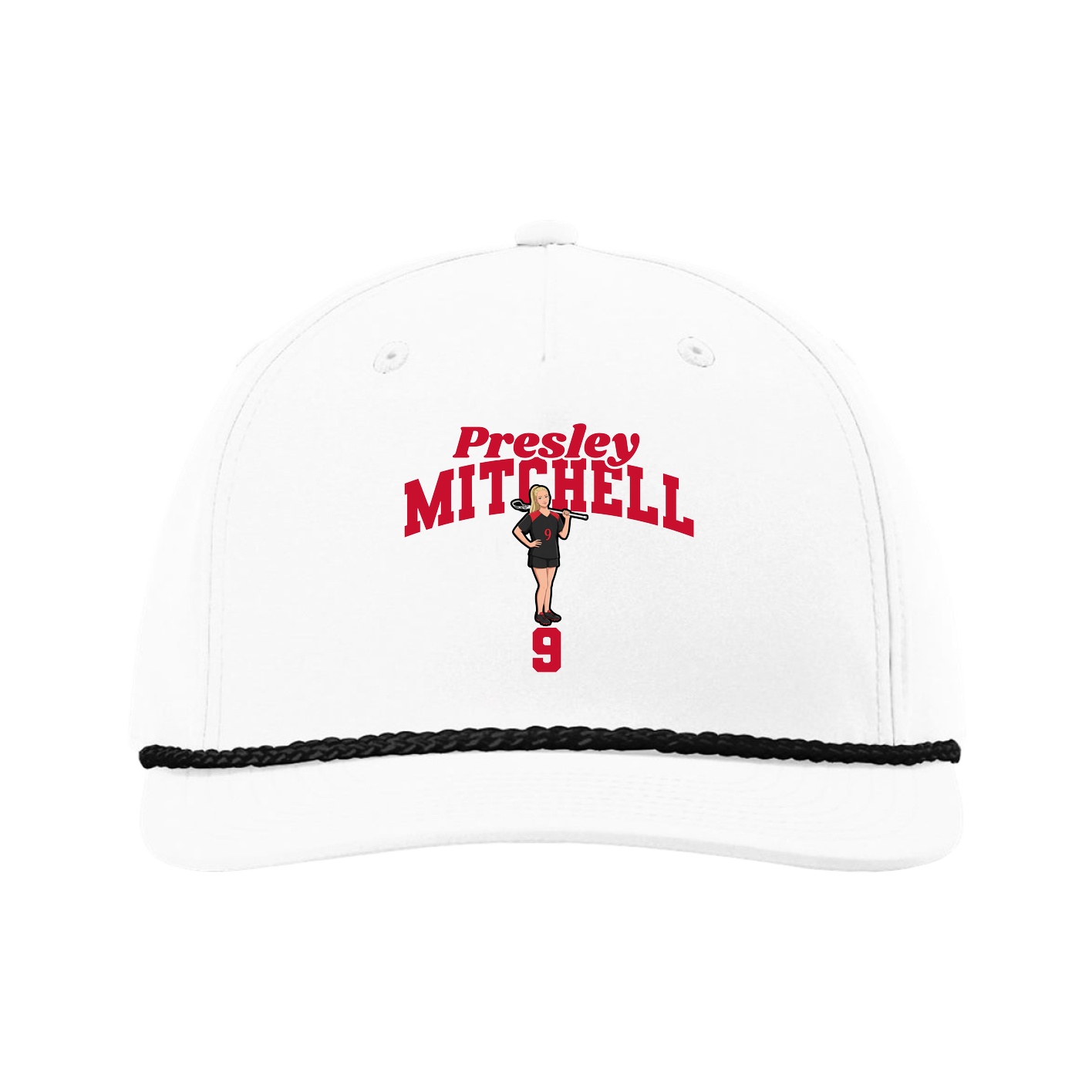 Five-Panel Classic Rope Cap — Signature Arch in White