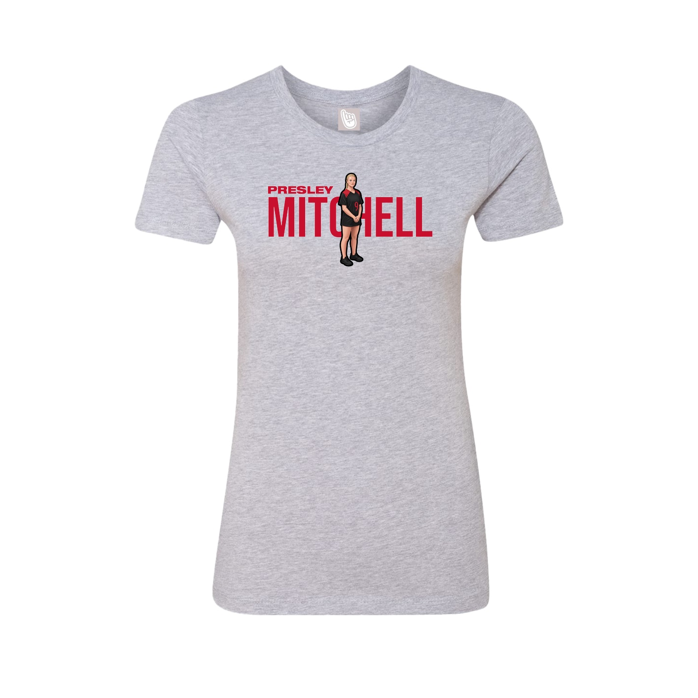 Fitted Women's Tee — Player Name in Grey