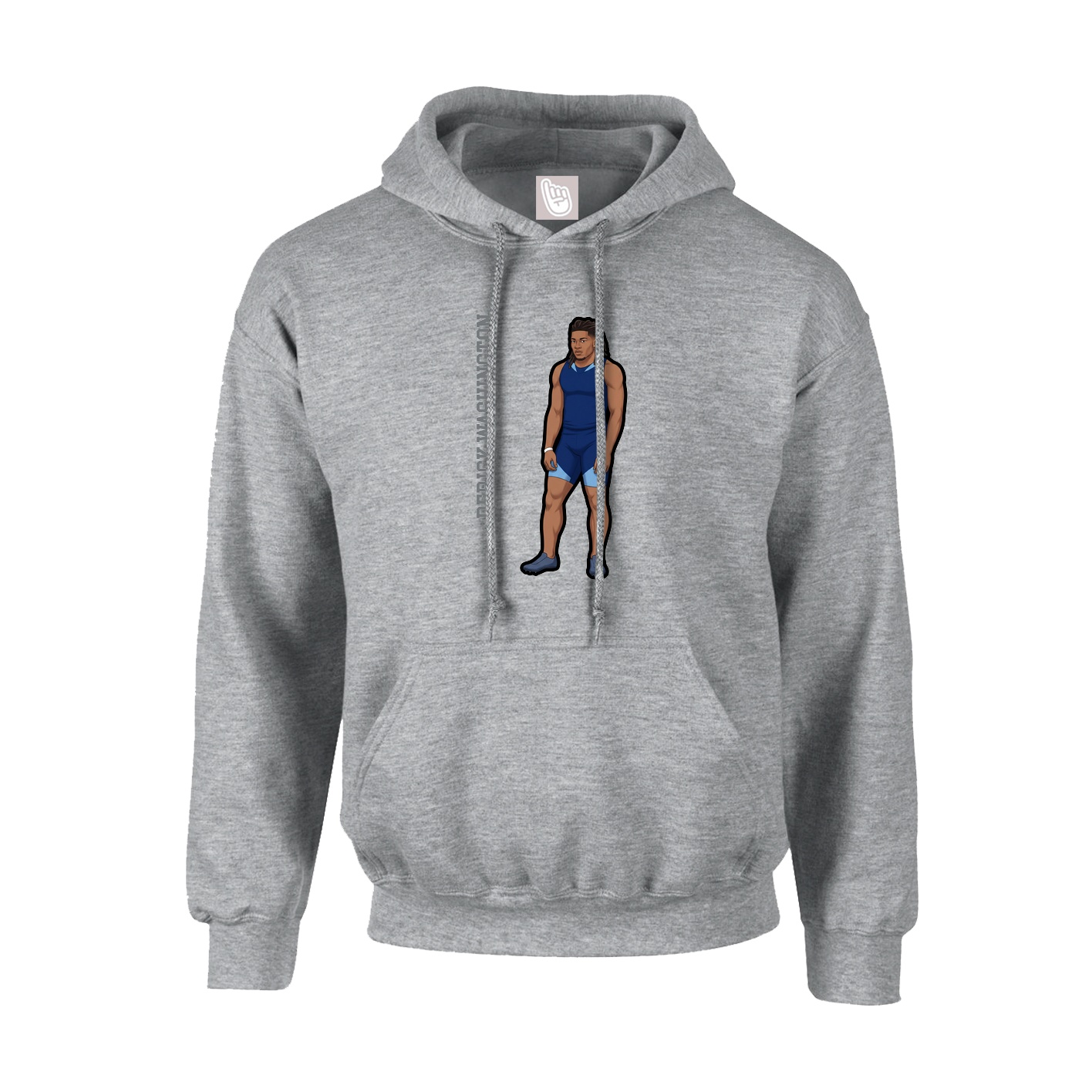 Youth Hoodie — Name Vertical in Grey