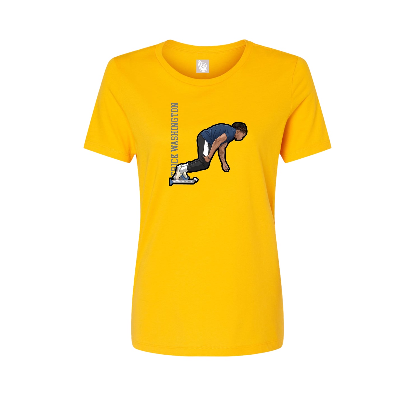 Womens Tee — Name Vertical in Gold