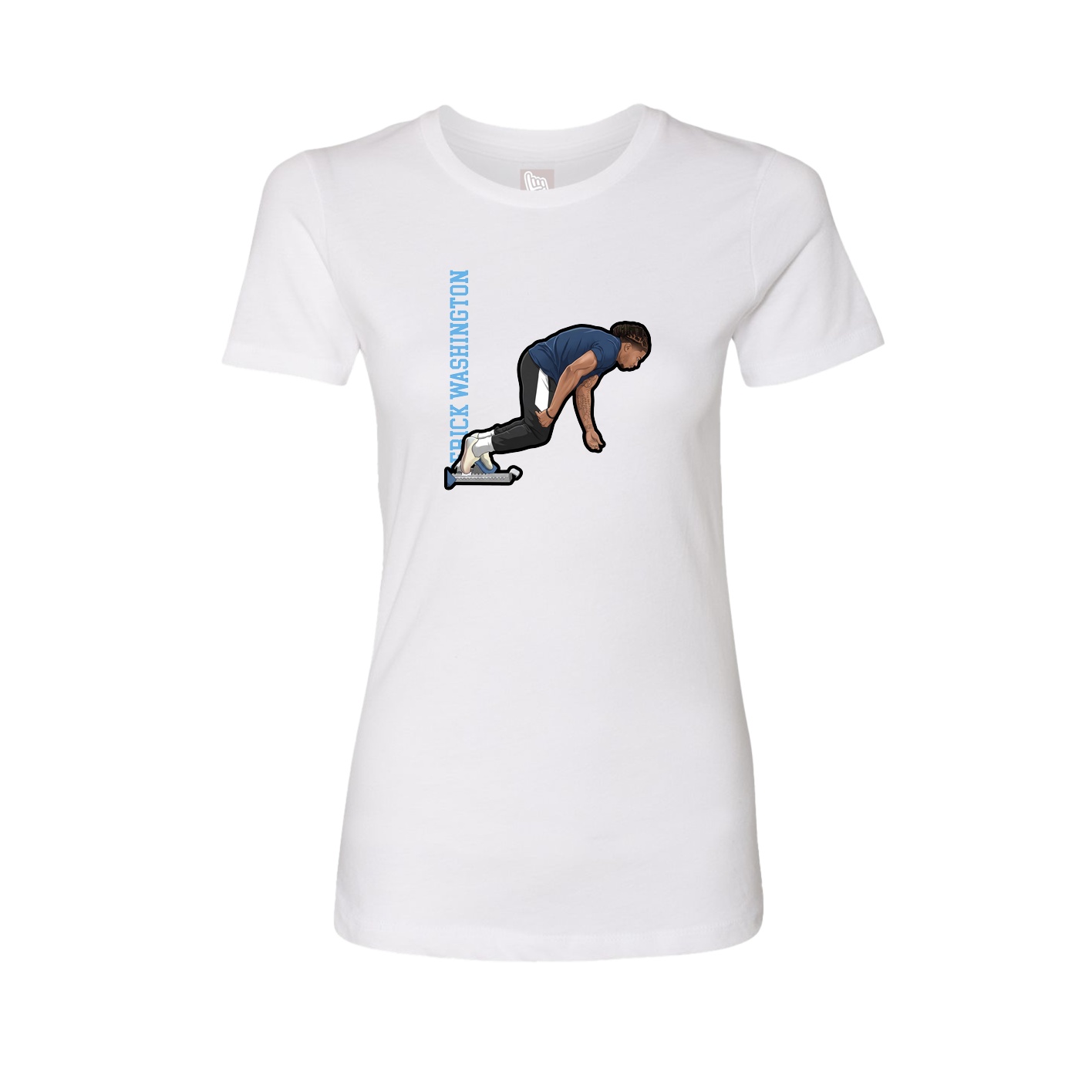 Womens Tee — Name Vertical in White