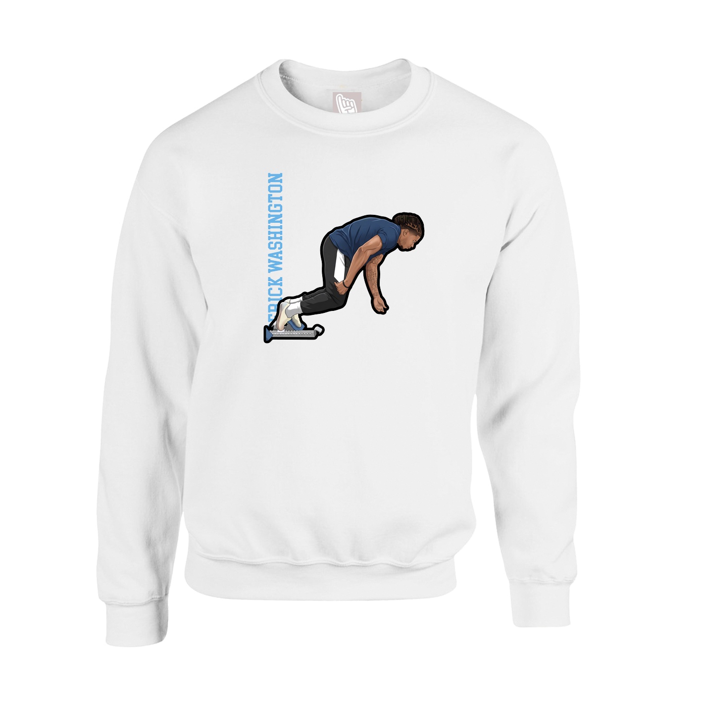 Fleece Crew — Name Vertical in White
