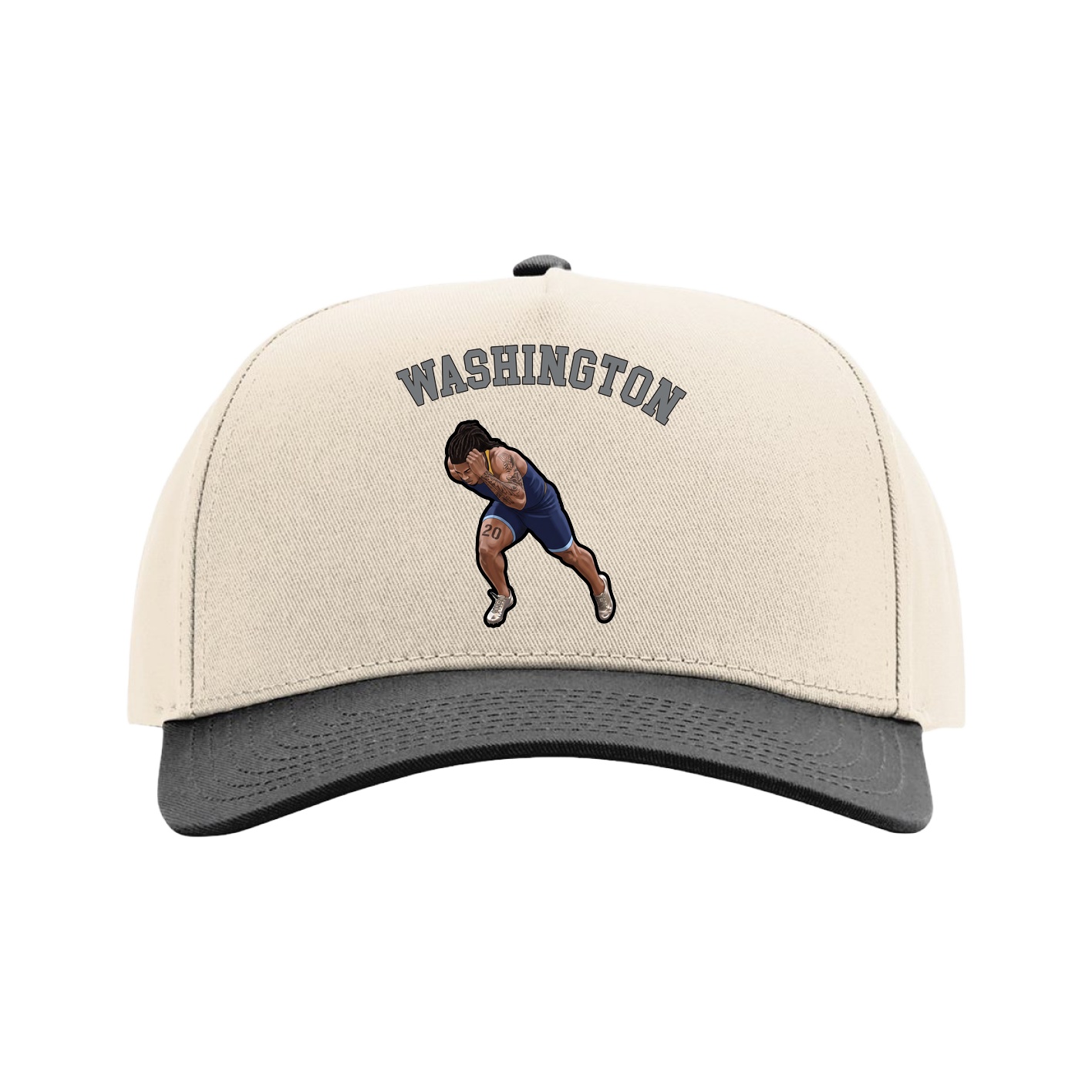Full Fabric Five-Panel Champ Cap — Shirsey Arch in Cream/Black