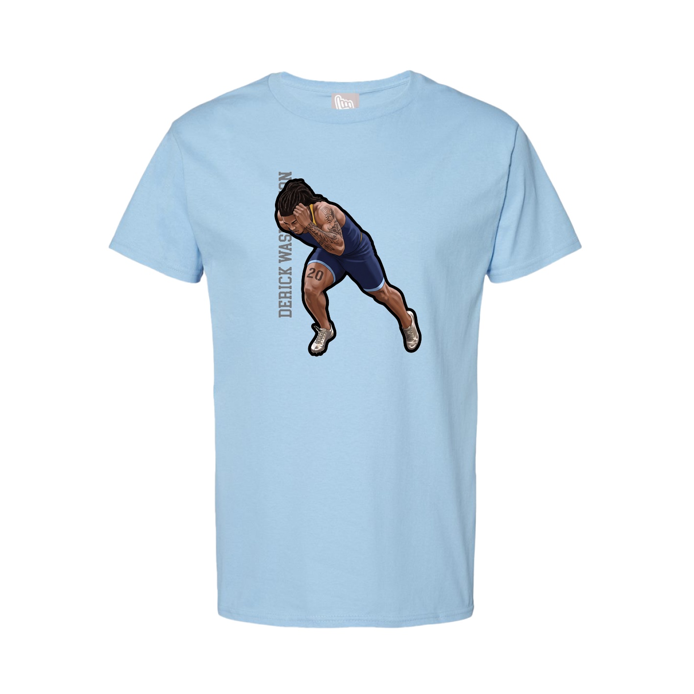 Youth Tee — Name Vertical in Light Blue