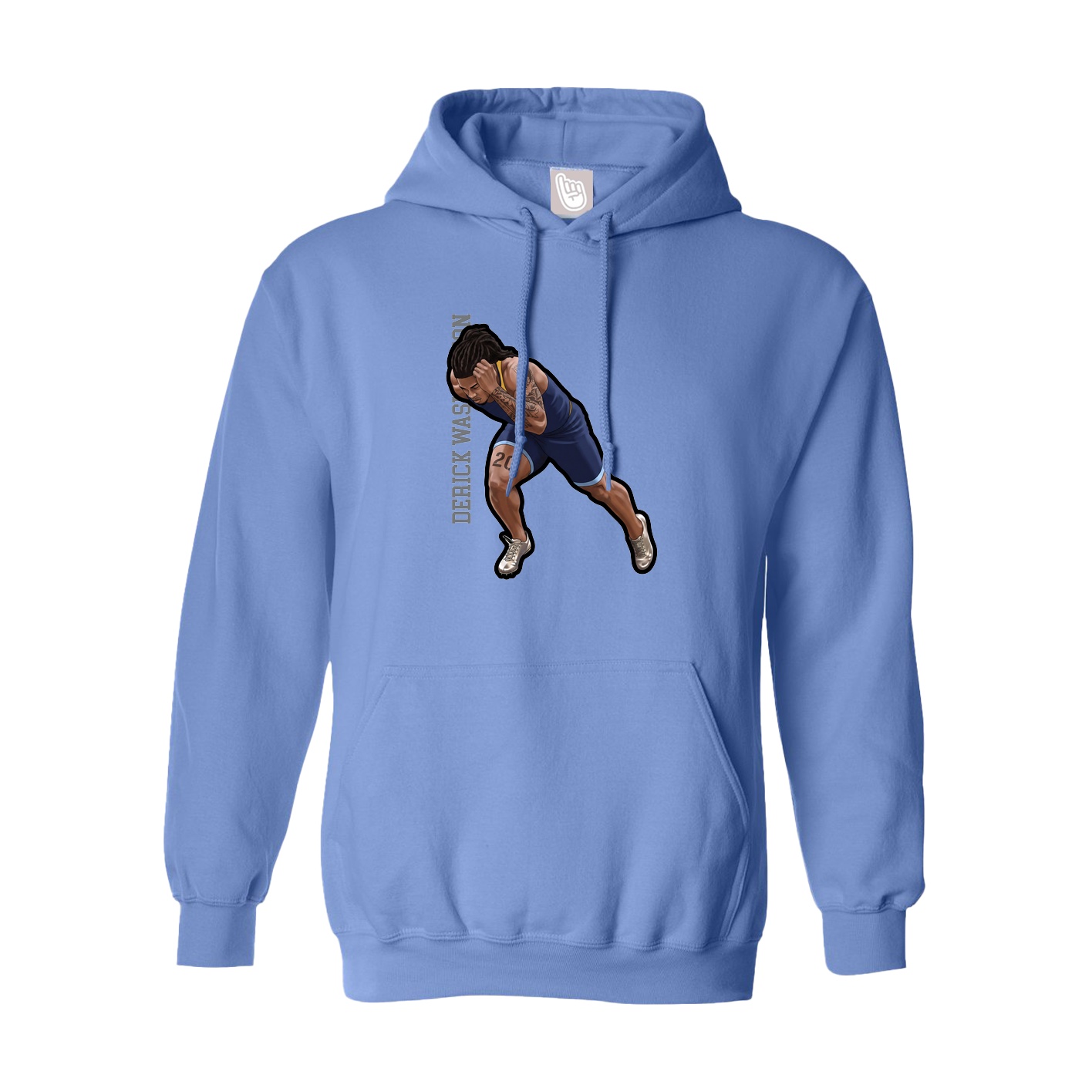 Hoodie — Name Vertical in Powder Blue