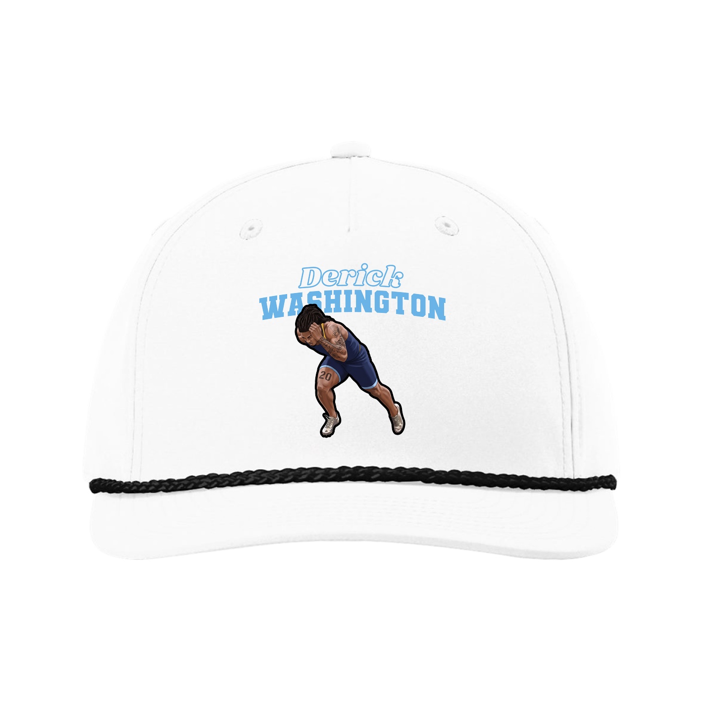 Five-Panel Classic Rope Cap — Name Arch in White