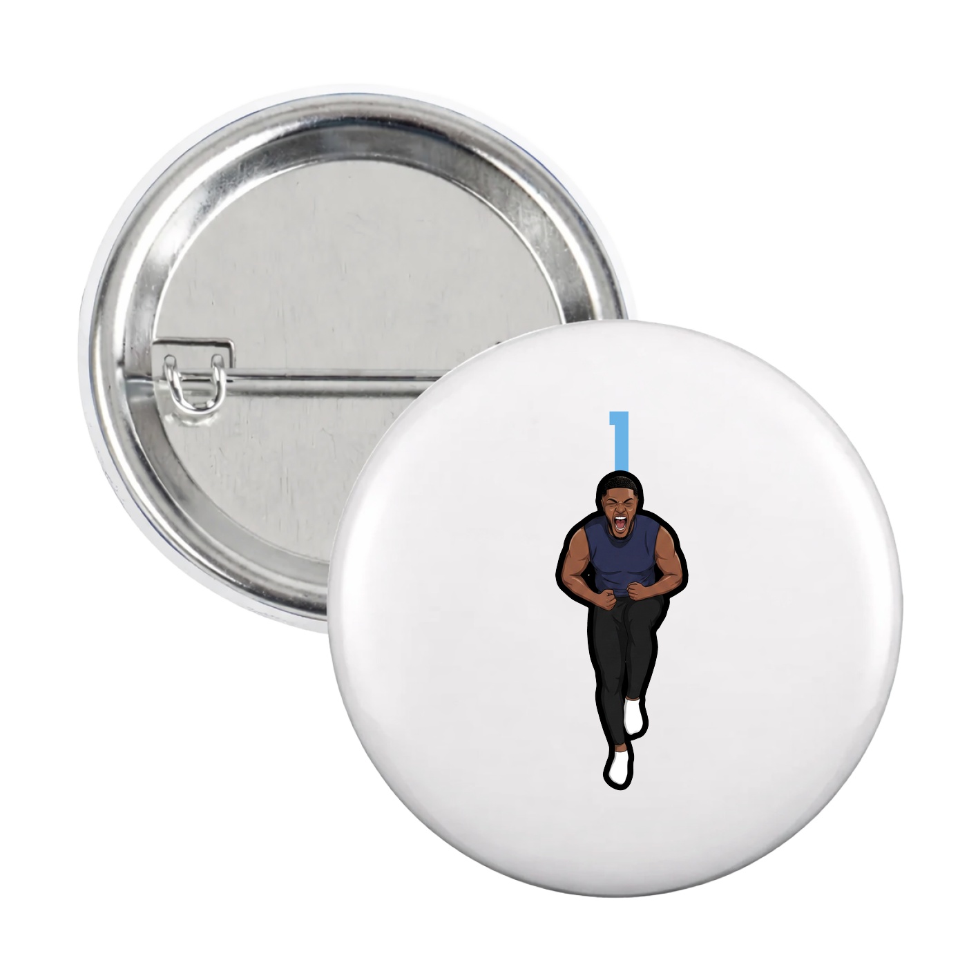 Game Day Button — Number Top in White