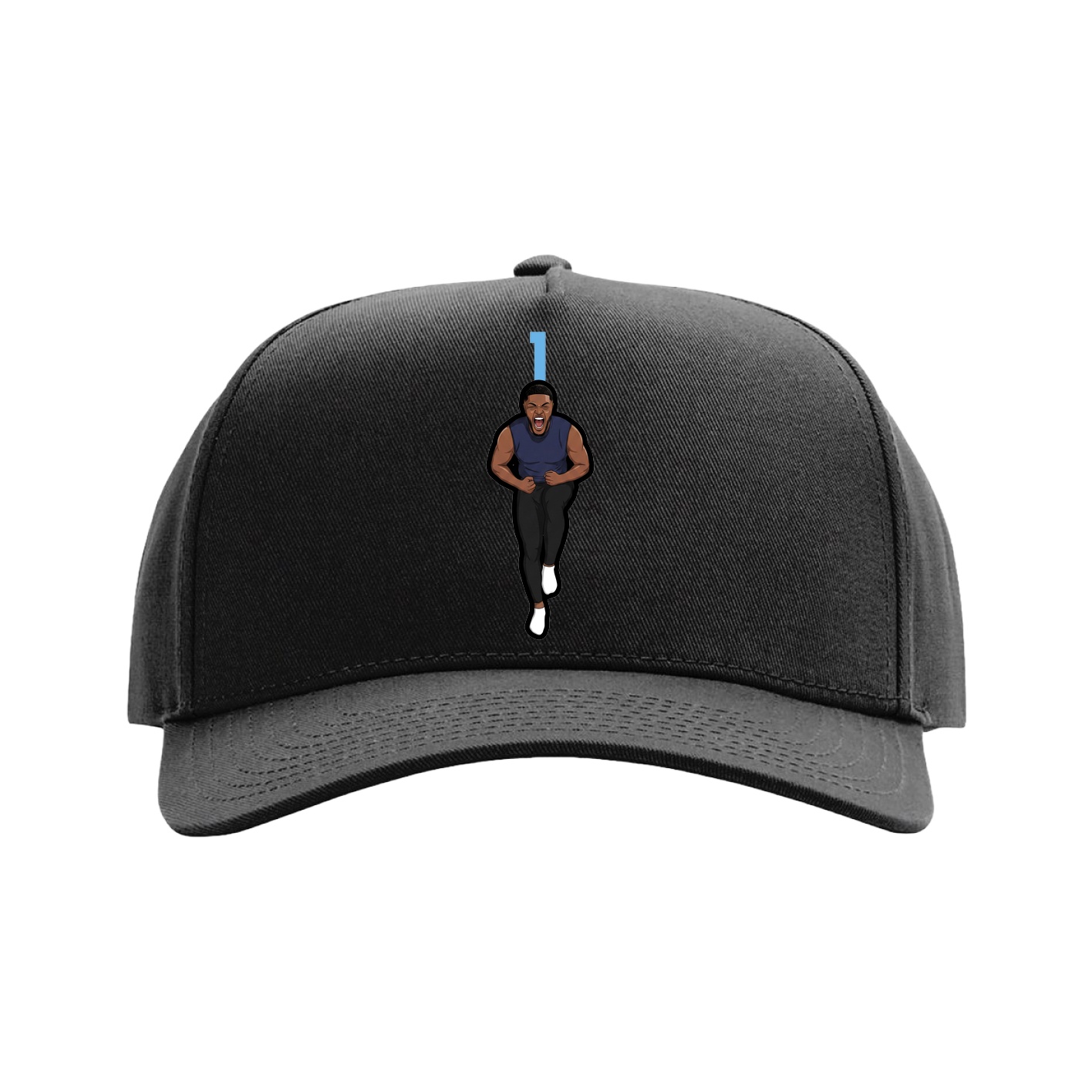 Full Fabric Five-Panel Champ Cap — Number Top in Black