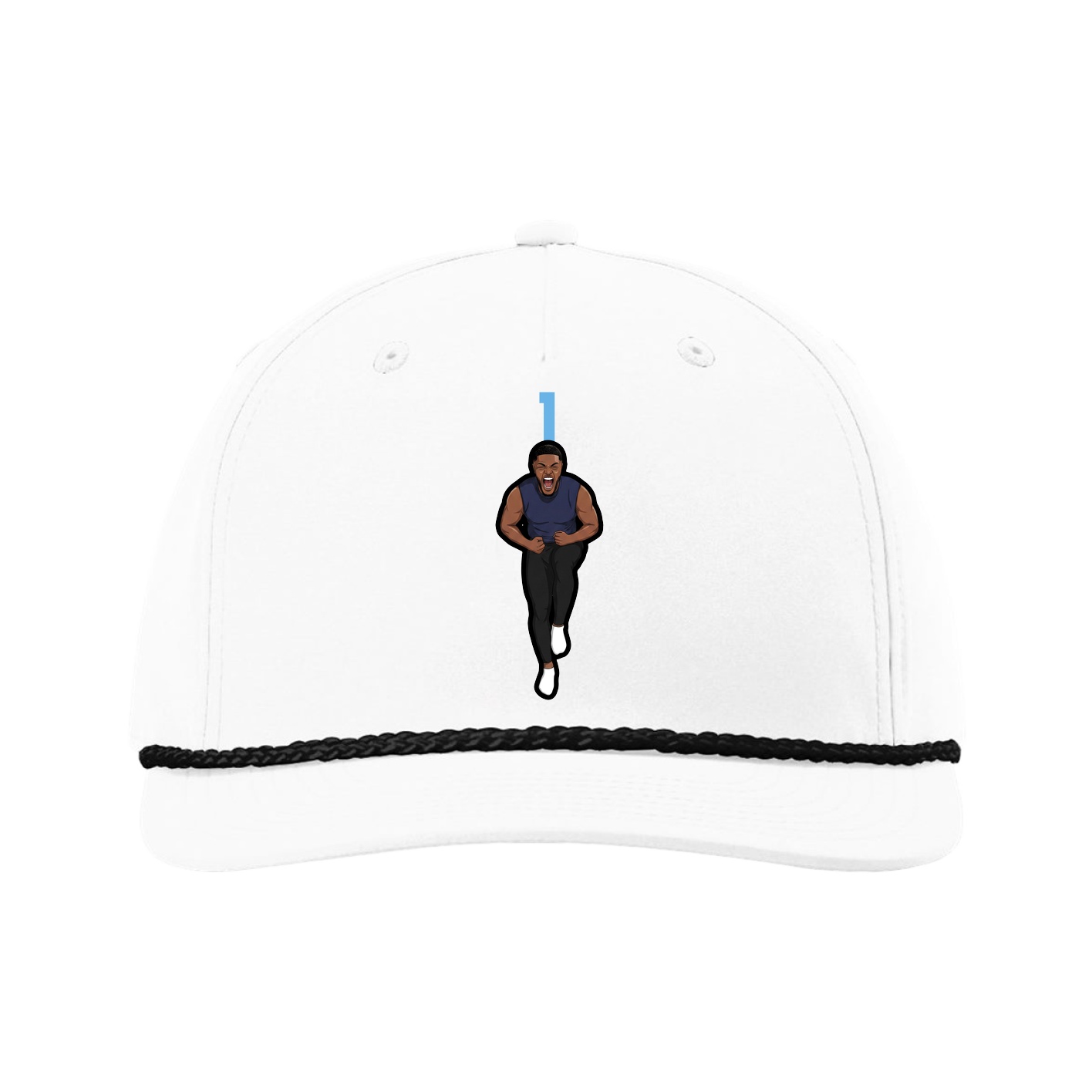Five-Panel Classic Rope Cap — Number Top in White