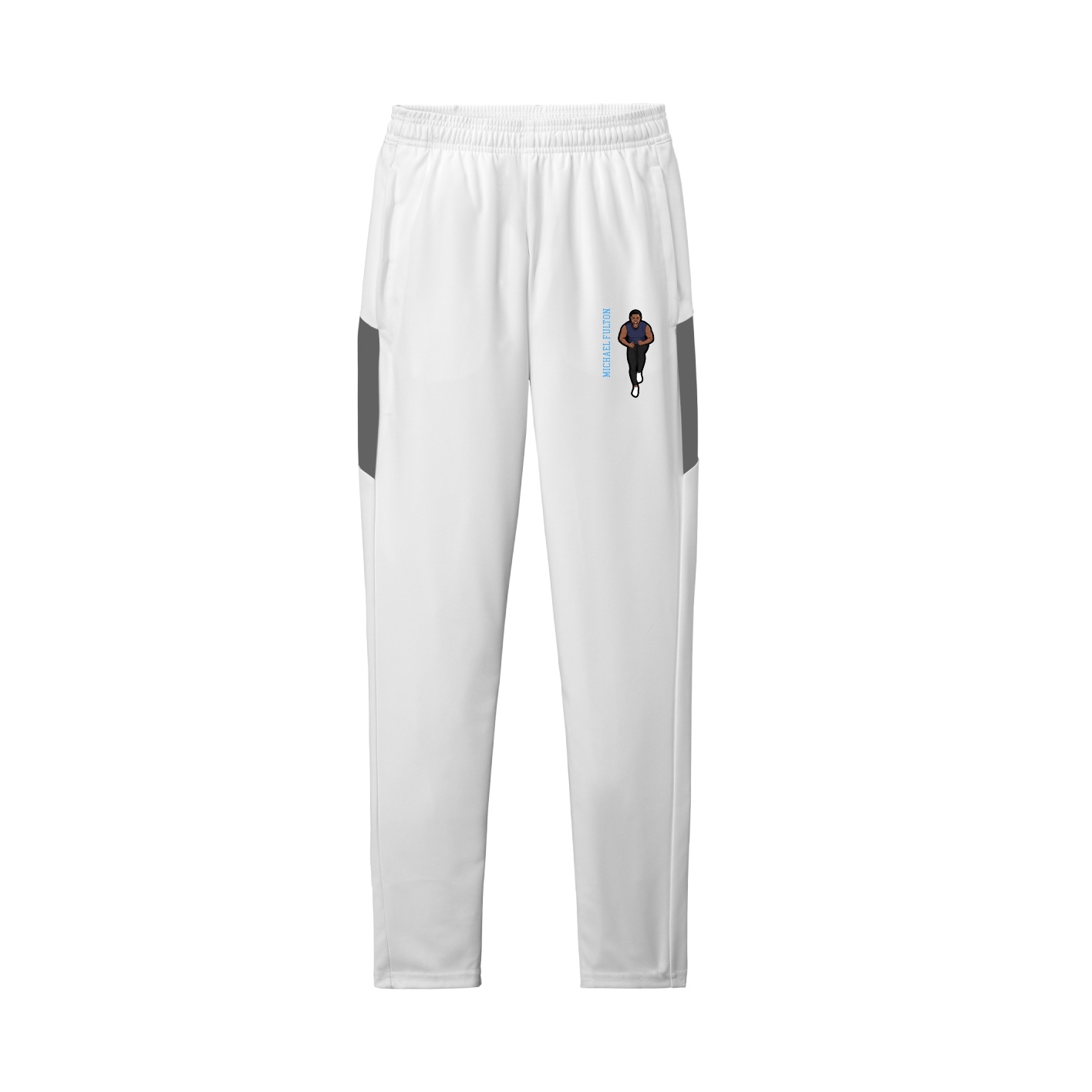 Team Travel Pant — Name Vertical in White/Grey