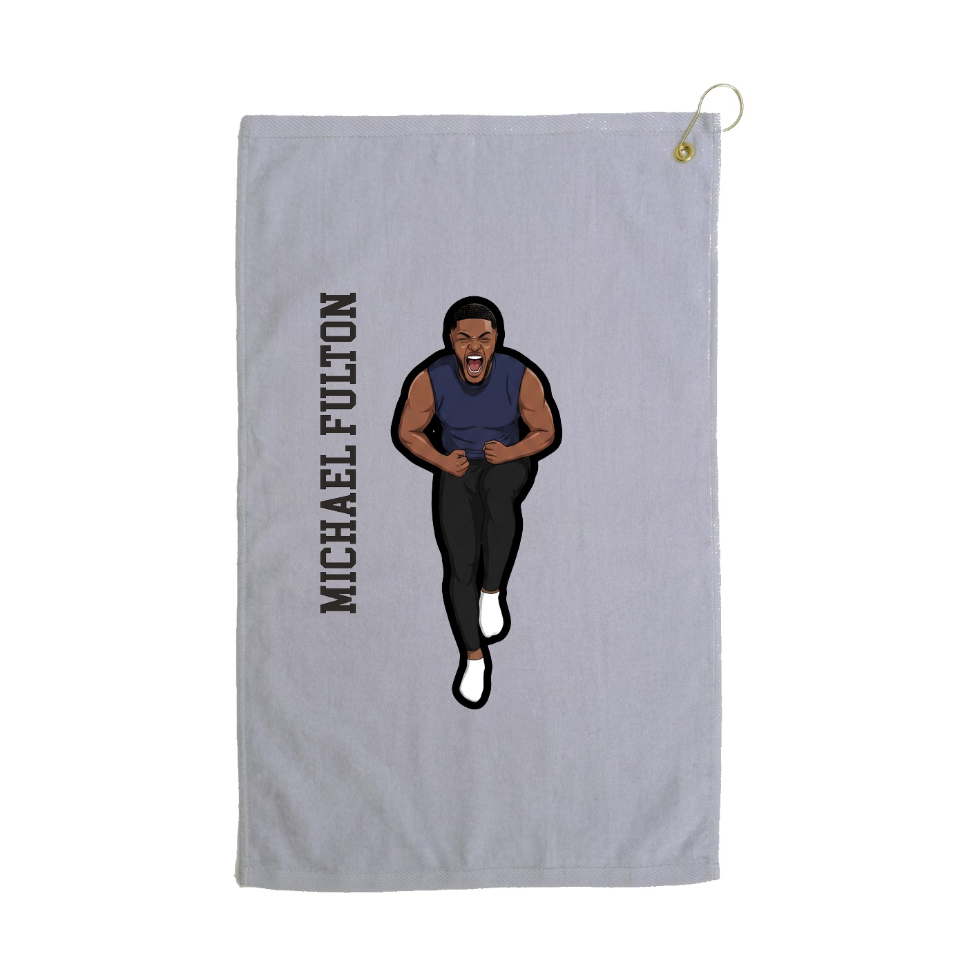 Golf Towel — Name Vertical in Grey