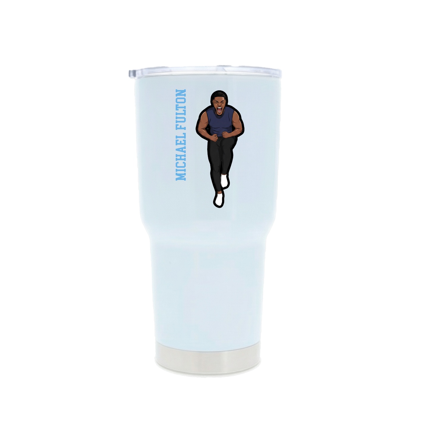 30oz Stainless Steel Tumbler — Name Vertical in White