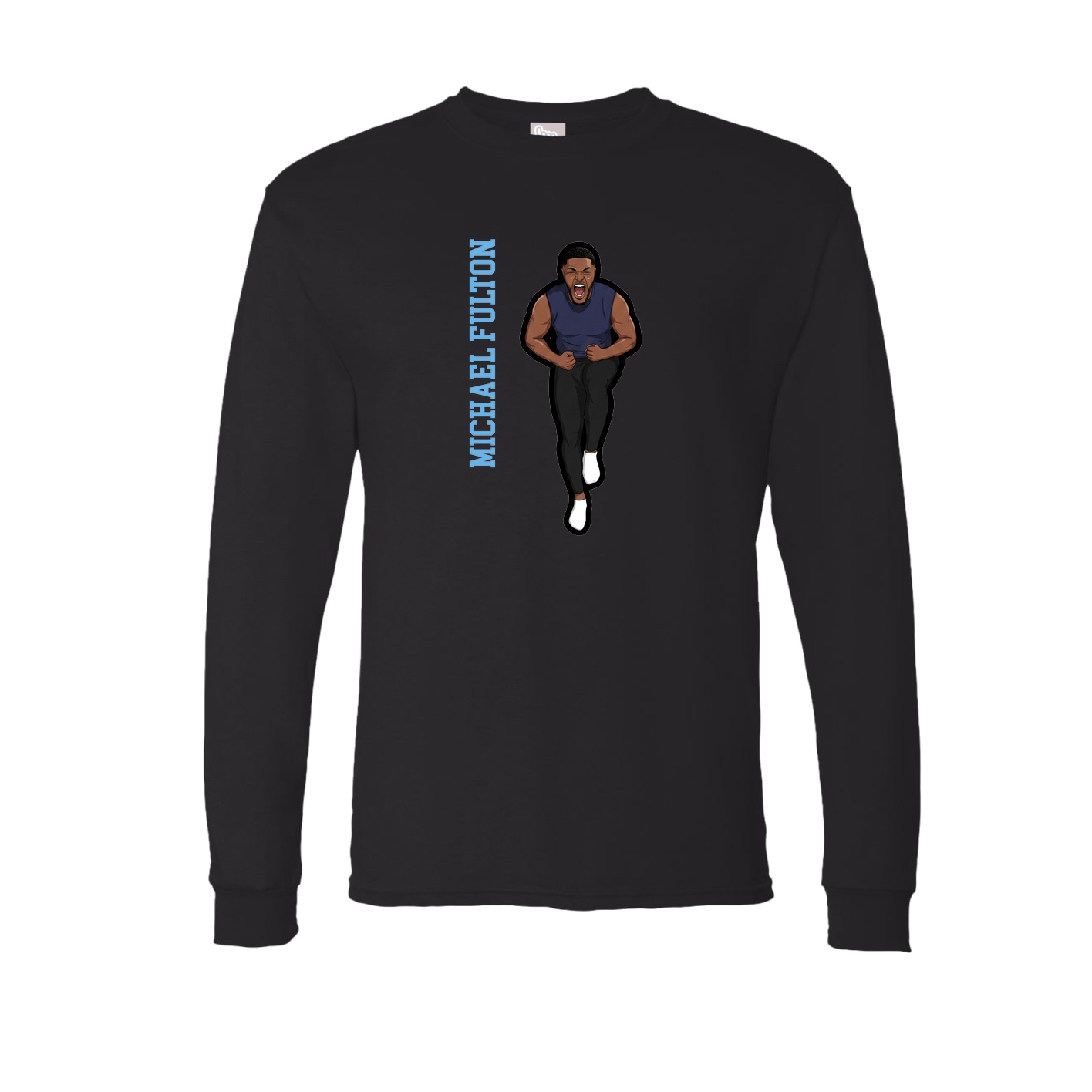 Long Sleeve Tee — Name Vertical in Black