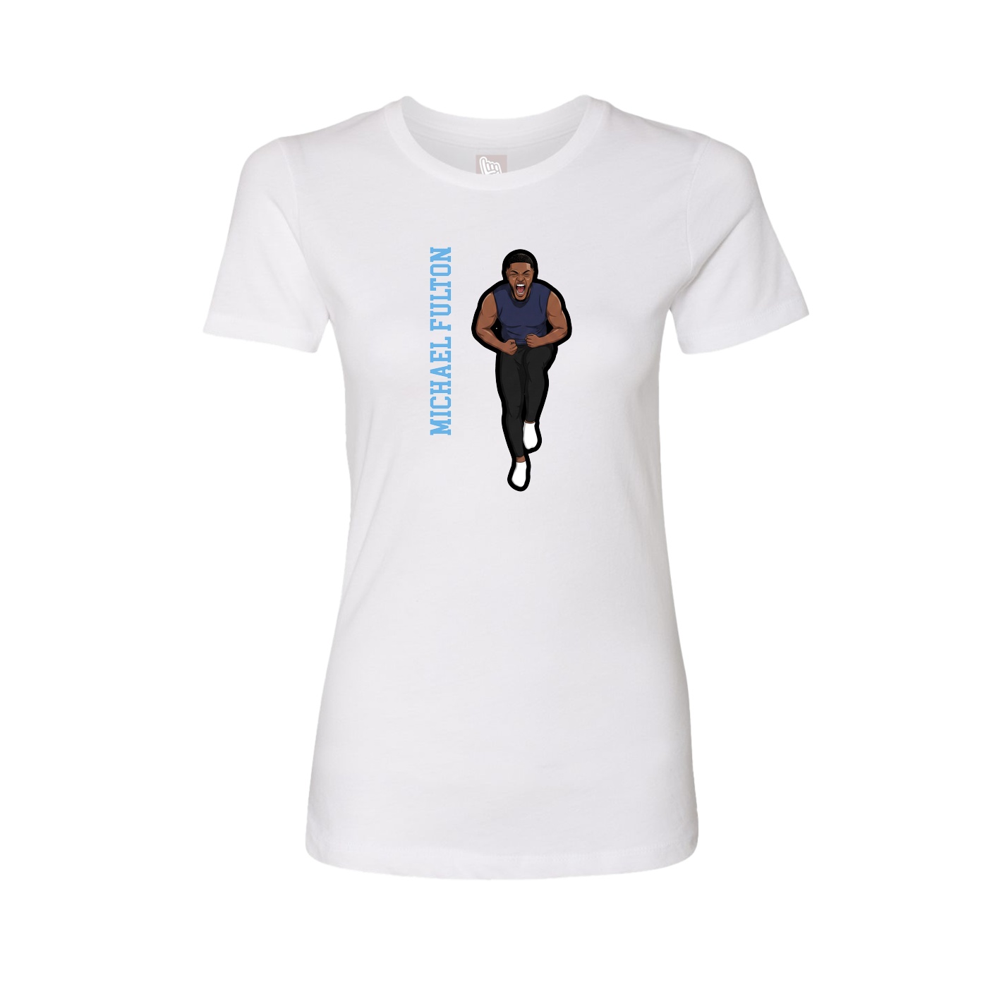 Fitted Women's Tee — Name Vertical in White
