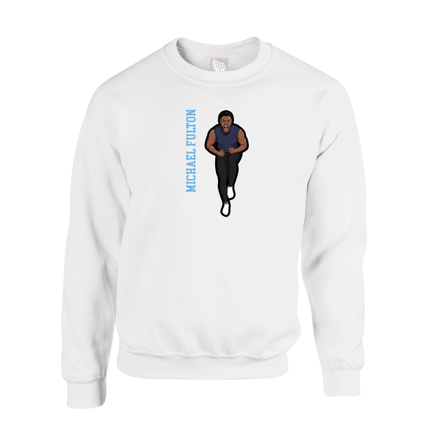 Fleece Crew — Name Vertical in White