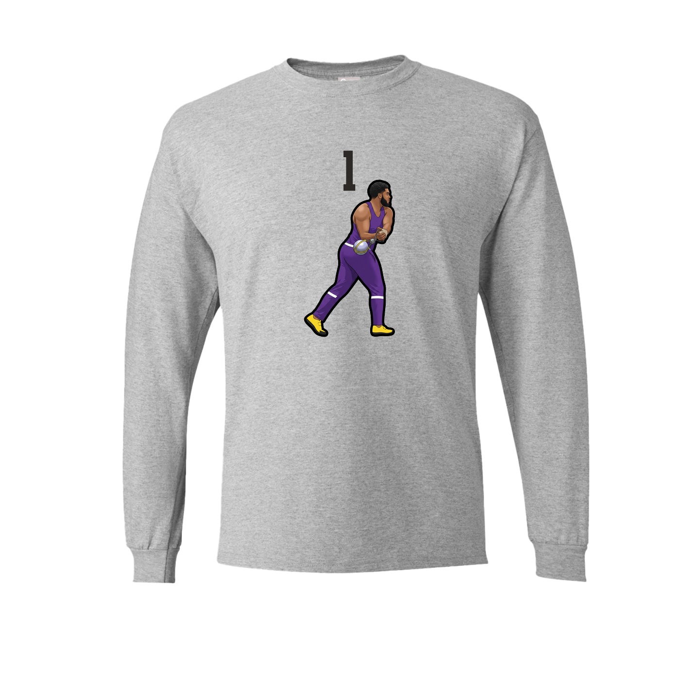 Long Sleeve Tee — Number Top in Grey