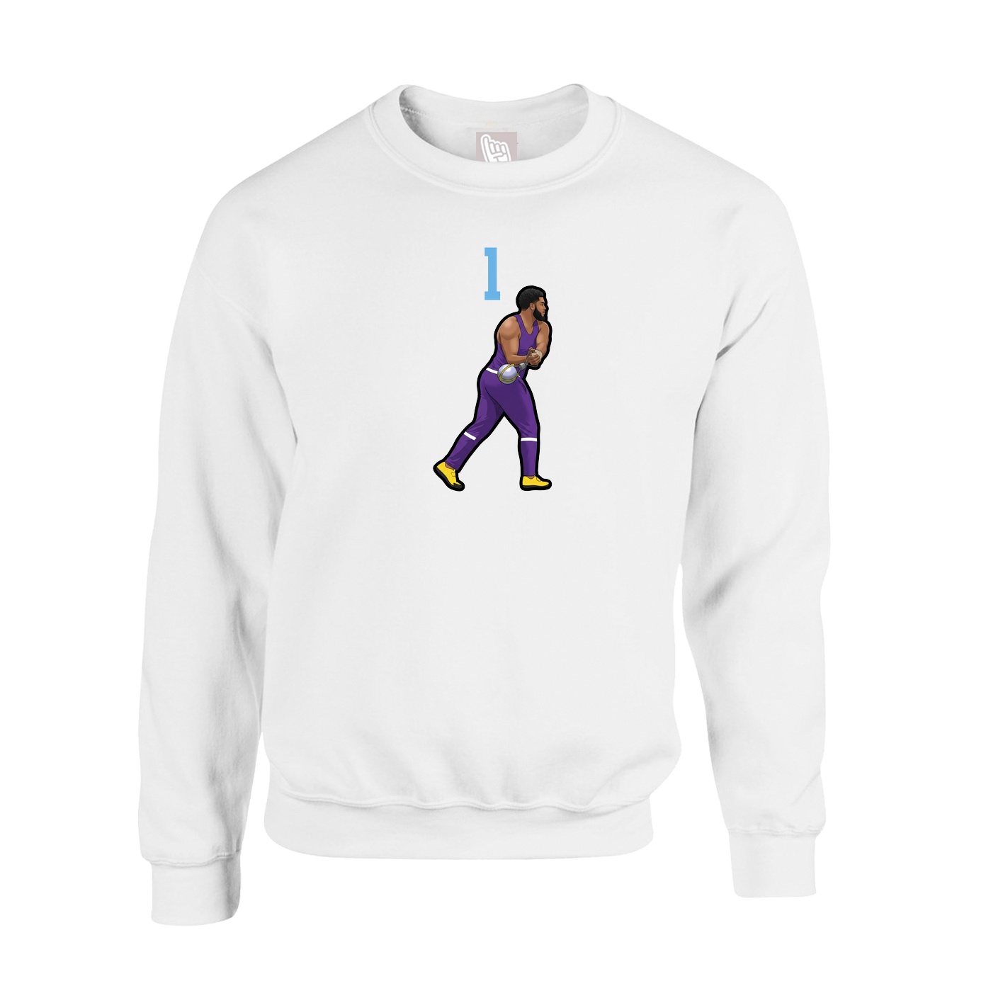 Fleece Crew — Number Top in White