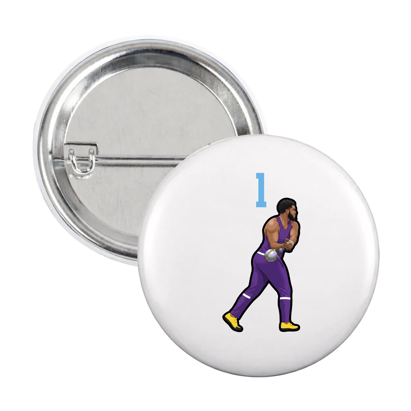 Game Day Button — Number Top in White