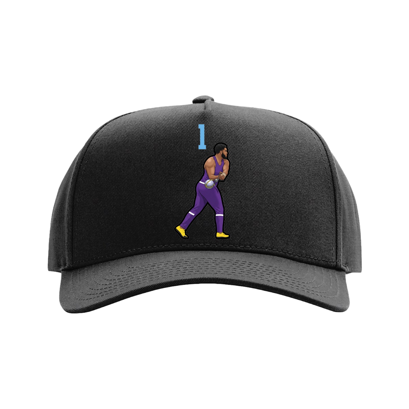 Full Fabric Five-Panel Champ Cap — Number Top in Black