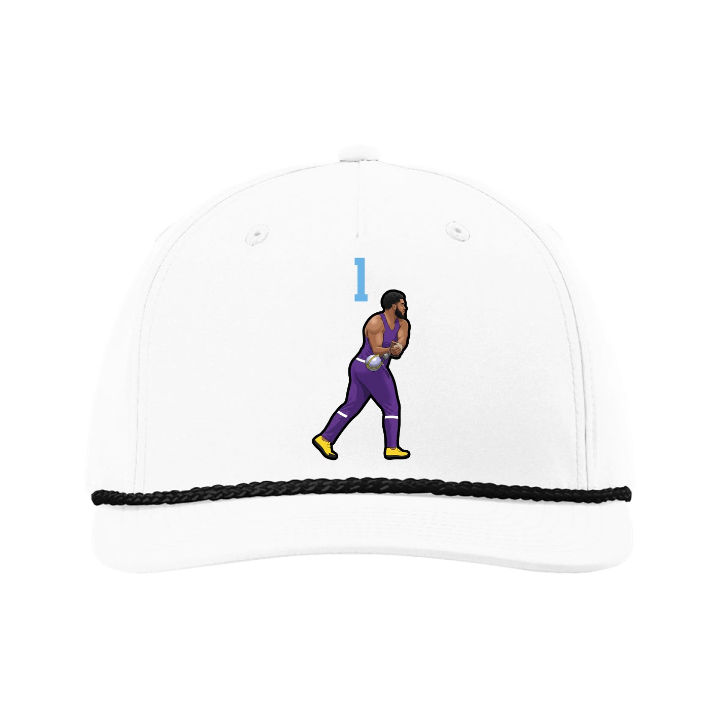 Five-Panel Classic Rope Cap — Number Top in White