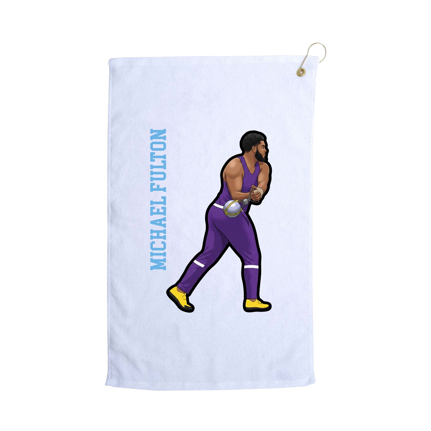 Golf Towel — Name Vertical in White