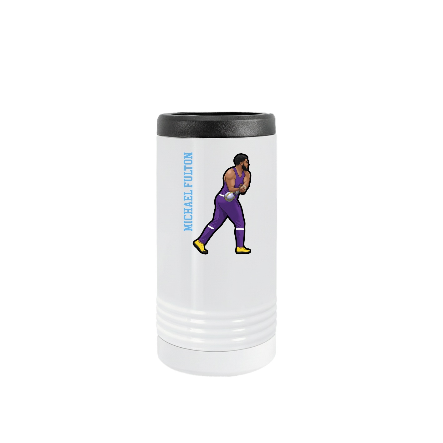 Slim Beverage Holder — Name Vertical in White