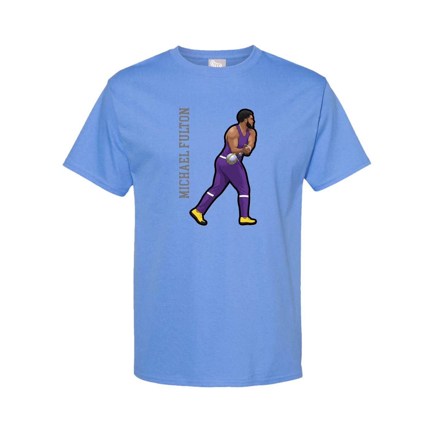 Tee — Name Vertical in Powder Blue