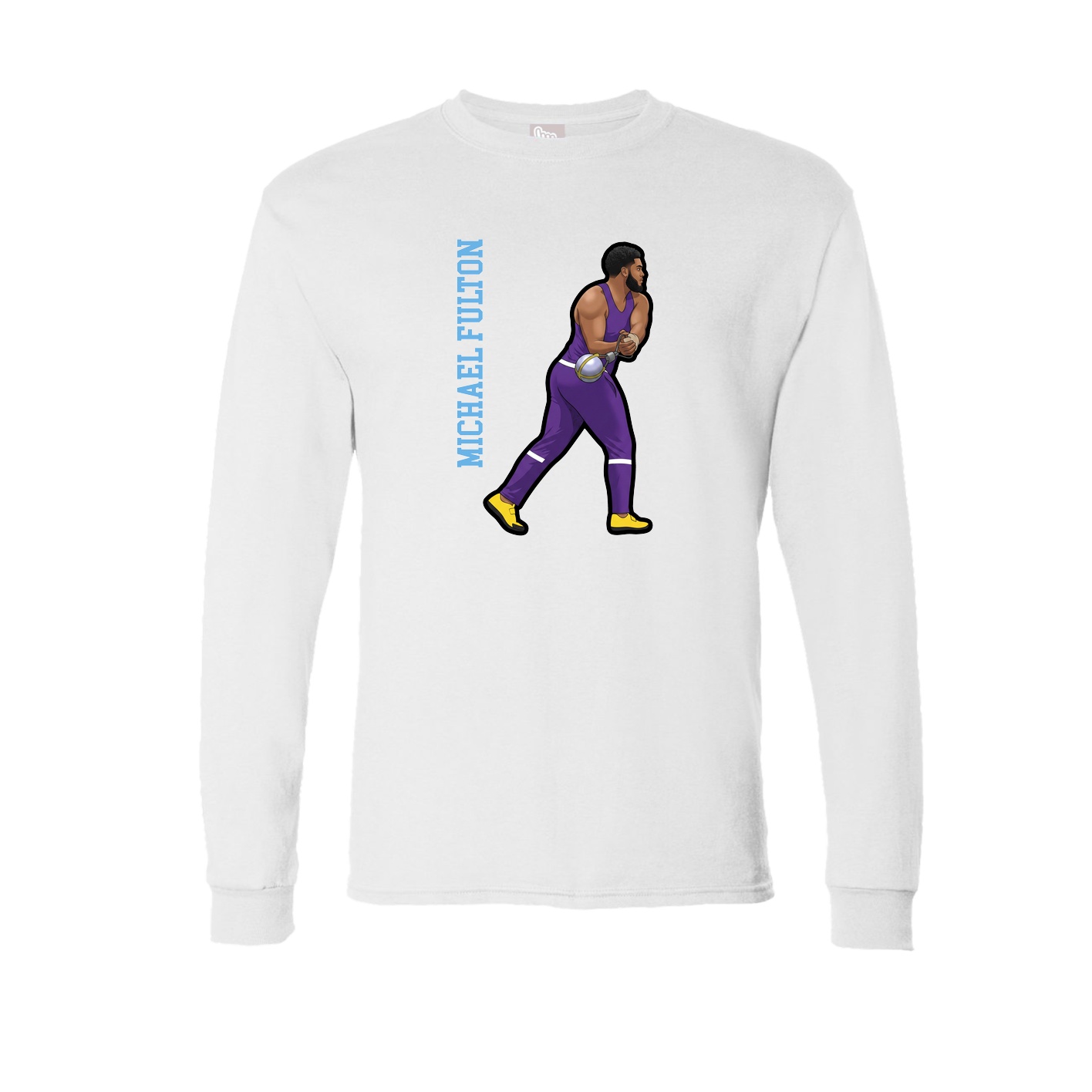 Long Sleeve Tee — Name Vertical in White