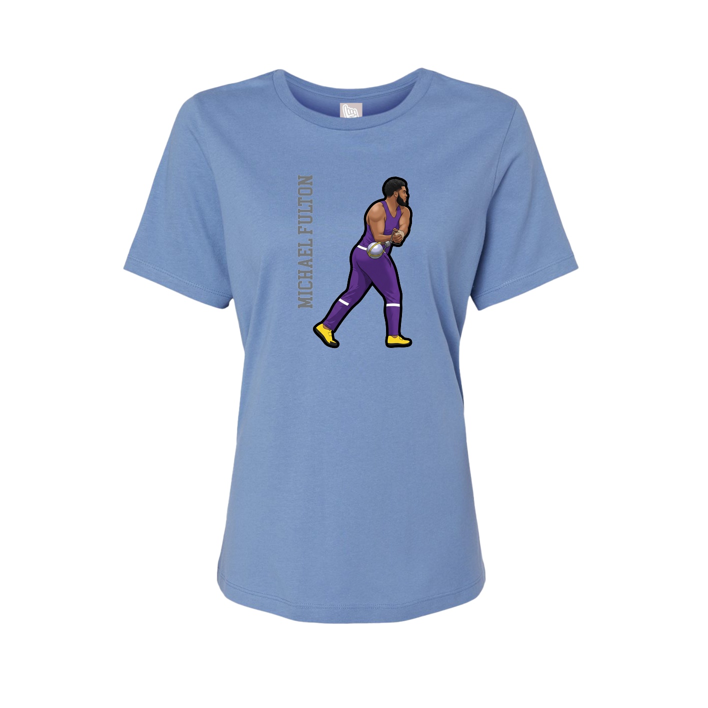 Womens Tee — Name Vertical in Powder Blue