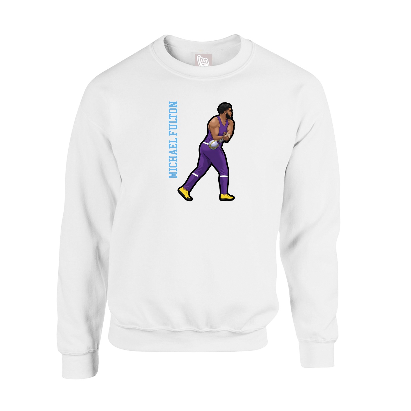 Fleece Crew — Name Vertical in White