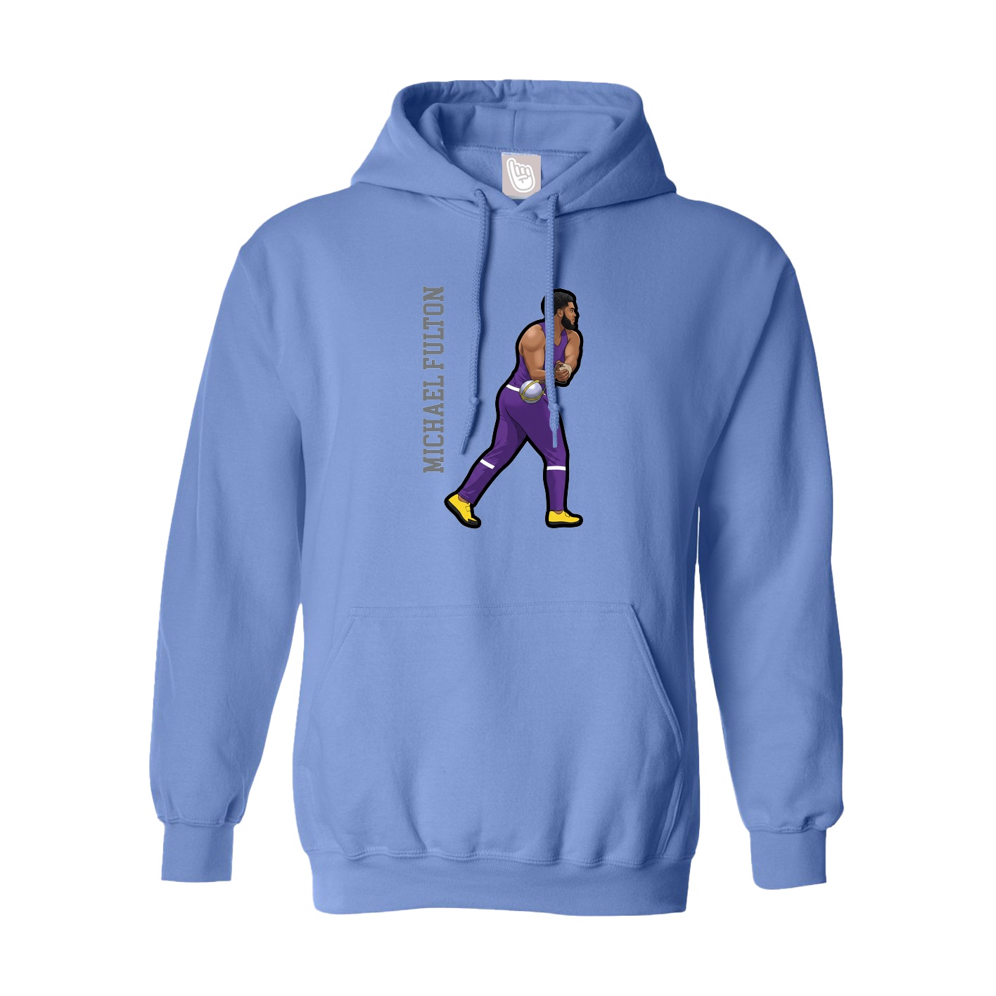 Youth Hoodie — Name Vertical in Powder Blue
